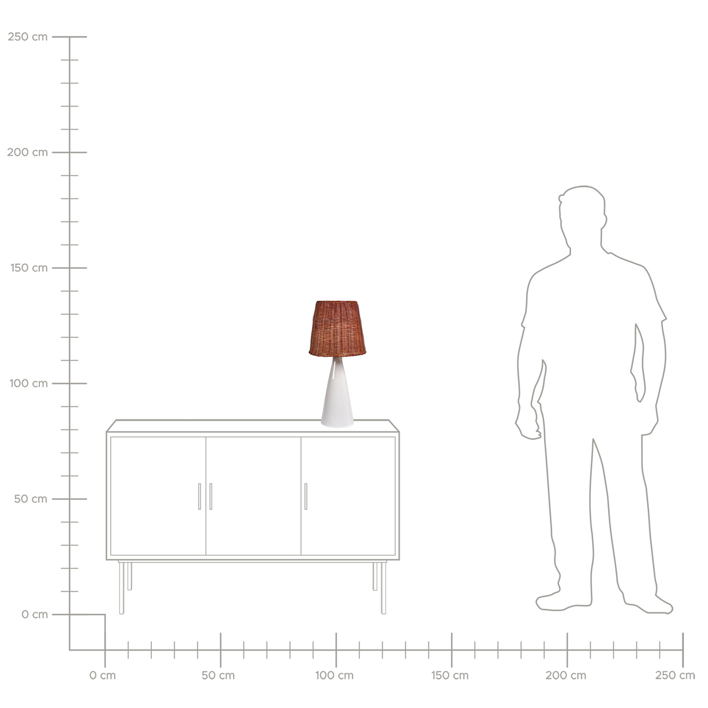 White Ceramic Table Lamp With Rattan Shade