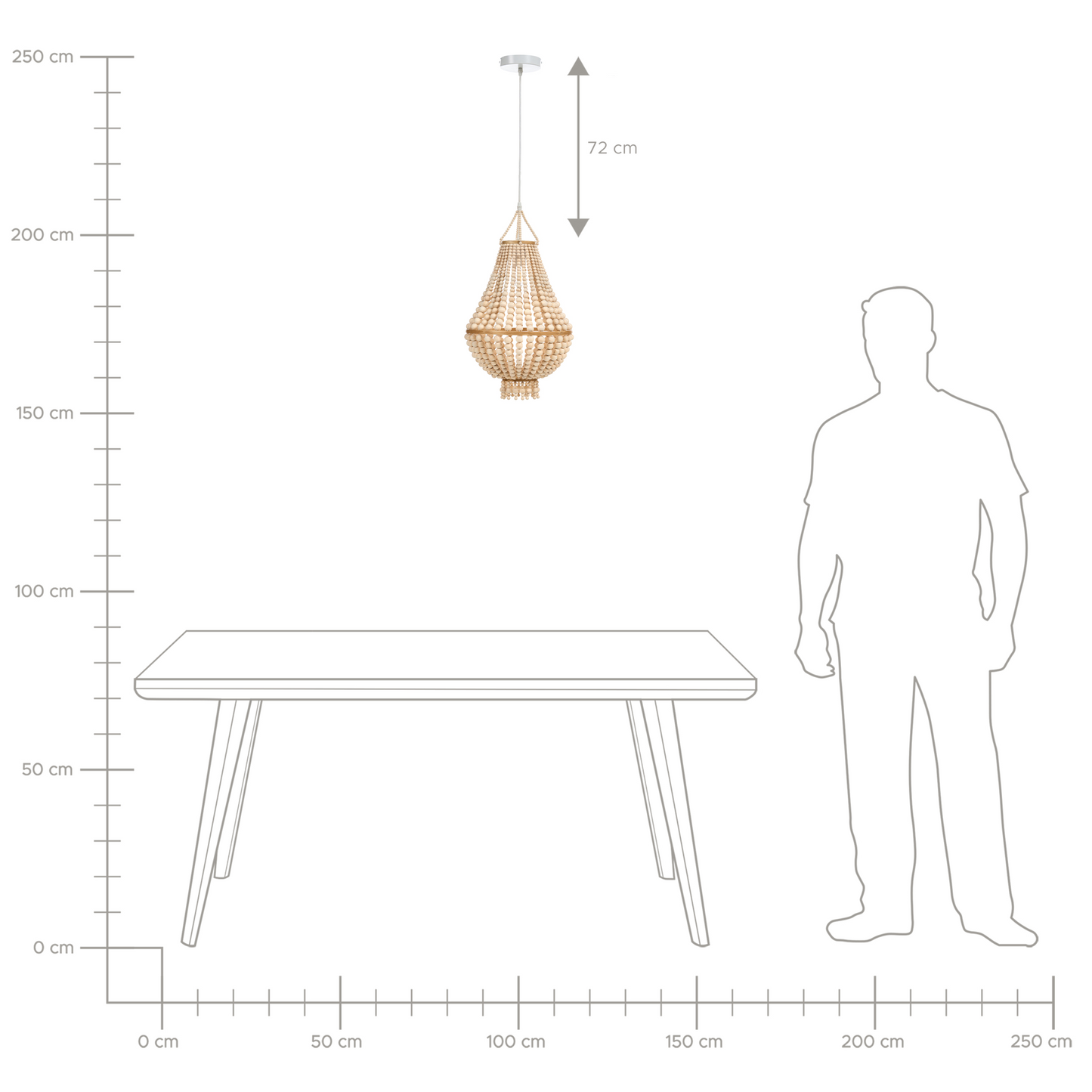 Chandelier Light Brown Rubberwood Beads Boho Style