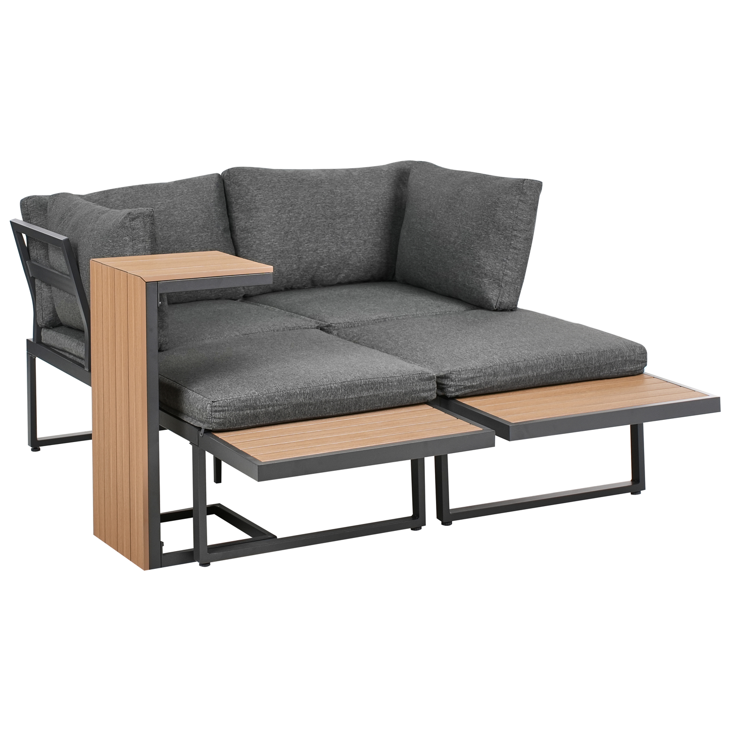 Garden Corner Sofa Set Grey Cushions 4 Seater