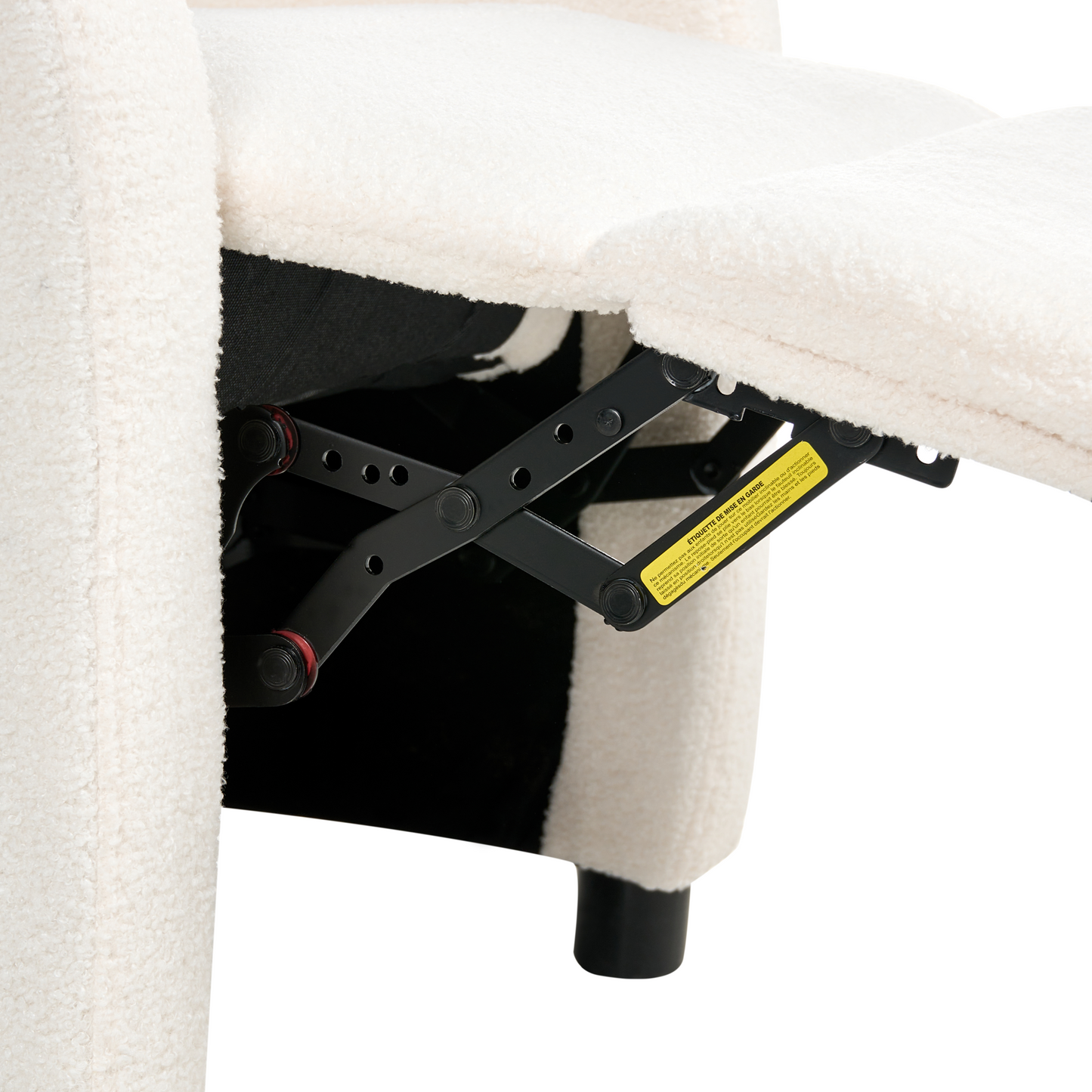 Off-White Boucl? Recliner Chair Manual Push-Back Retro