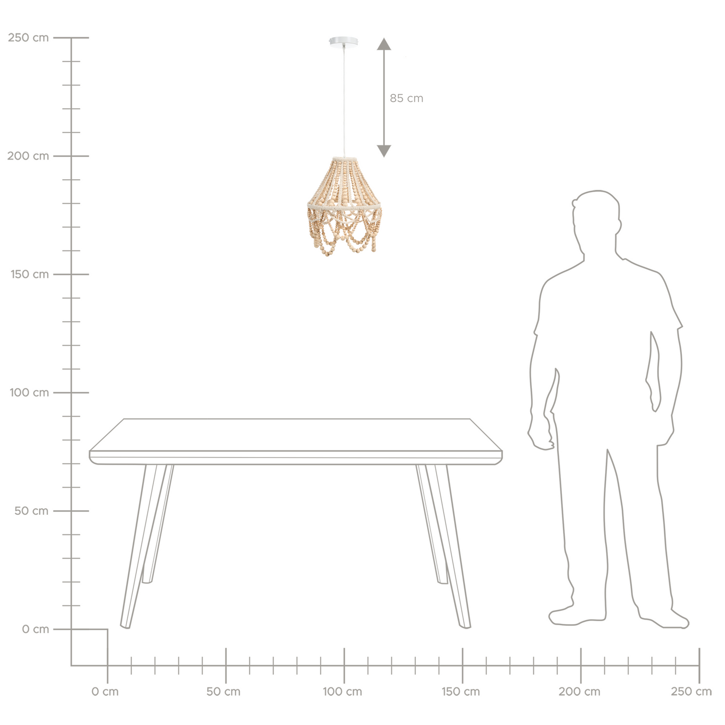 Boho Chandelier Lamp Brown Rubberwood Beads Lace
