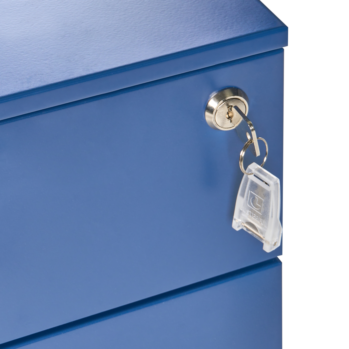 Blue Metal Cabinet With 3 Drawers Key Lock Castors