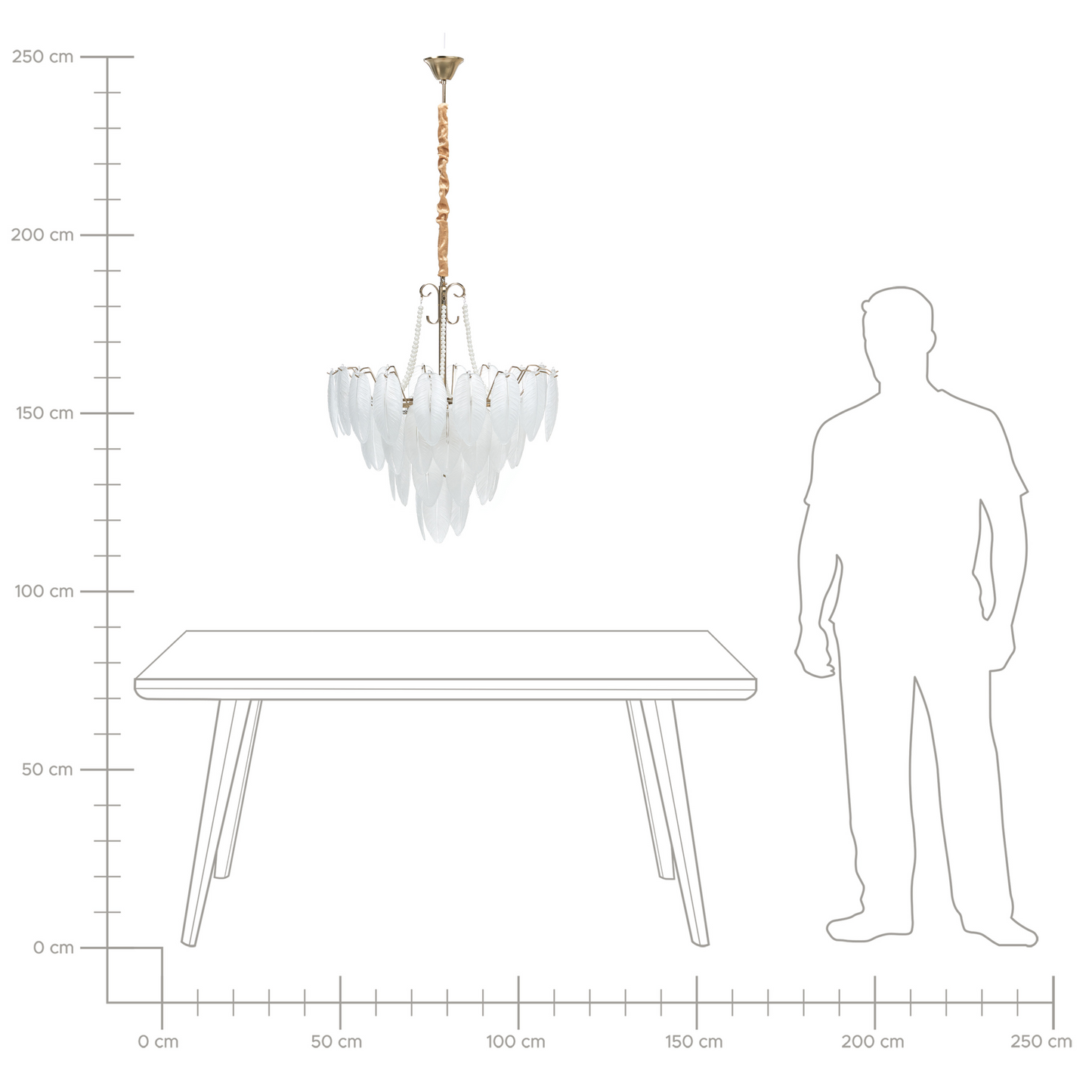 Brass Glass Chandelier Pendant Lamp 60cm With Frosted Leaves And Pearl Beaded Chains Glamour Style