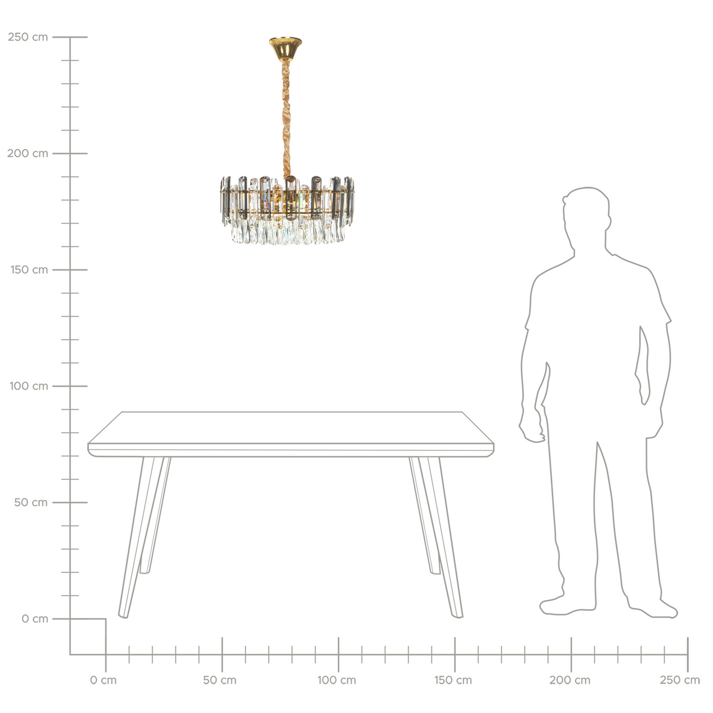 Brass Chandelier 48cm Glass Crystals Pendant Lamp