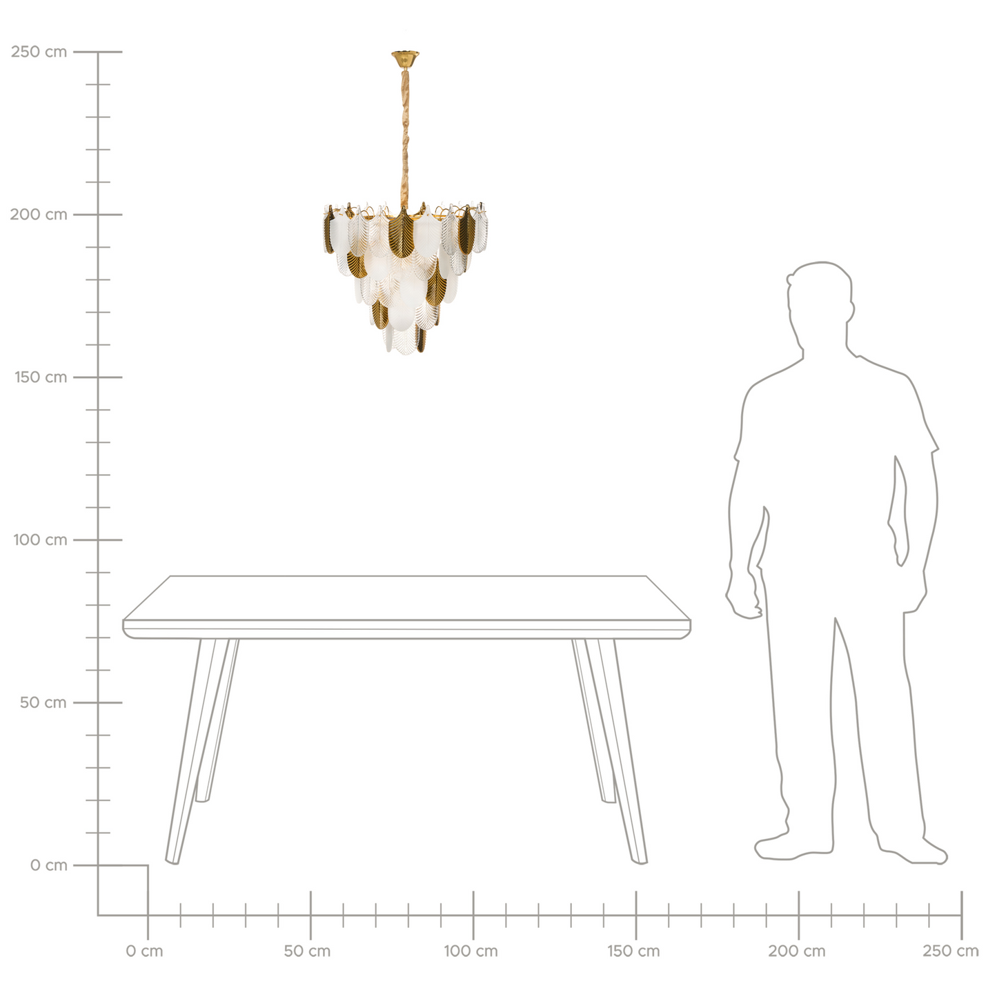 Chandelier Brass Metal Glass Crystals Pendant Lamp 46cm Glamour Style Premium