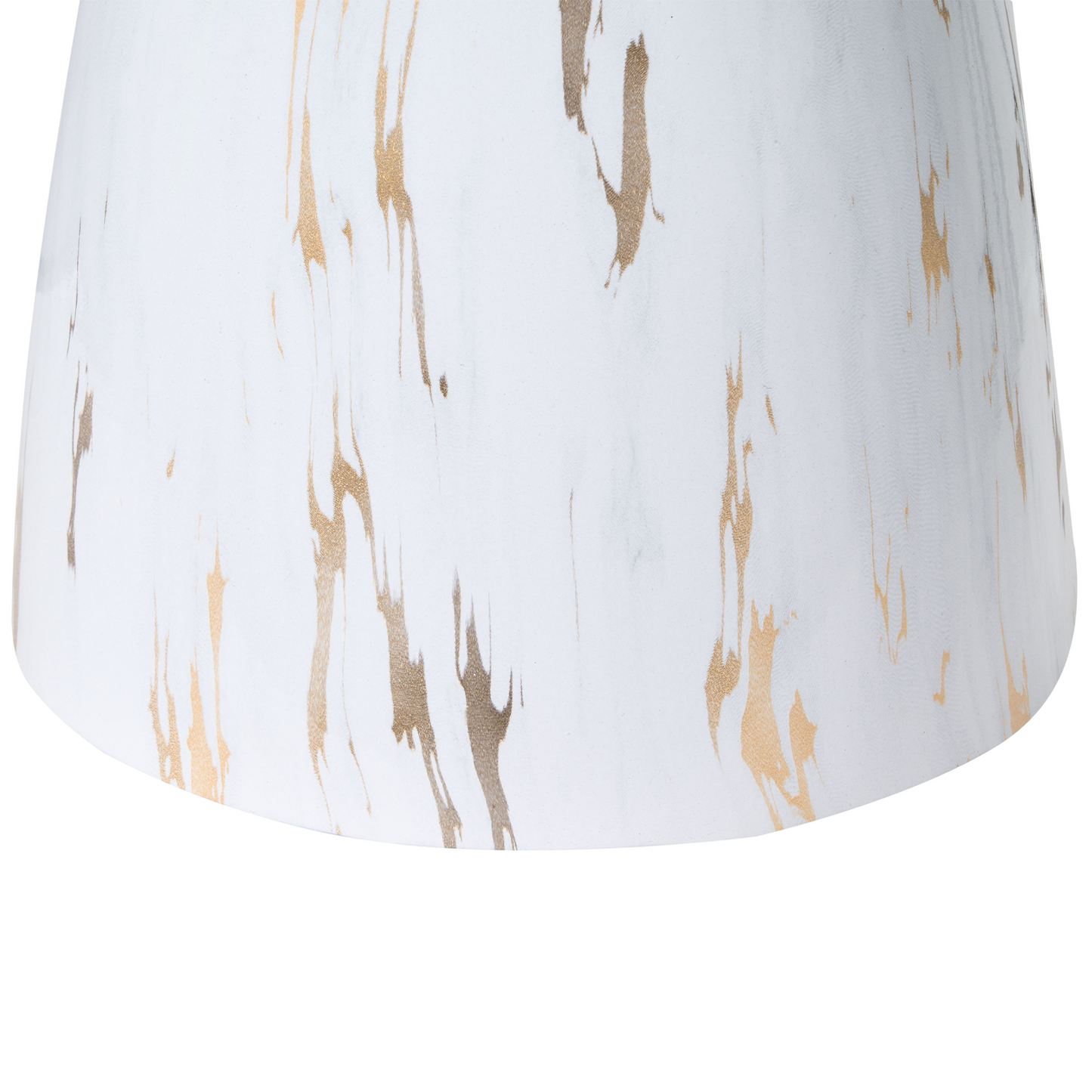 Small Side Table White Black Marble Effect Base With Gold Accent Glass Top