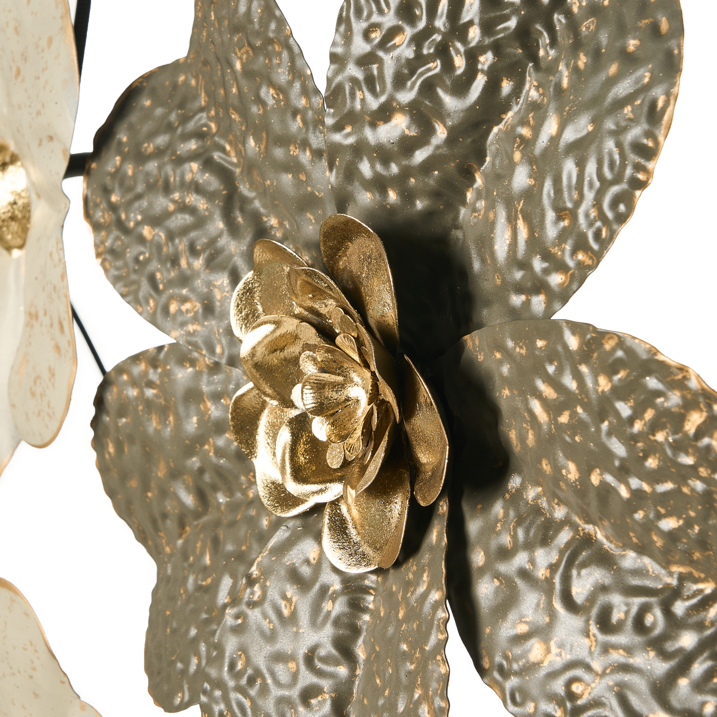 Beige Gold Iron Wall Decor Handmade Floral Accent