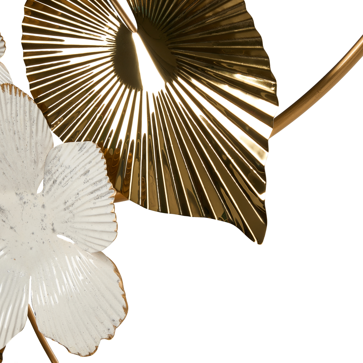 Gold Leaf Wall Ornament Handmade Metal Floral Modern Decor