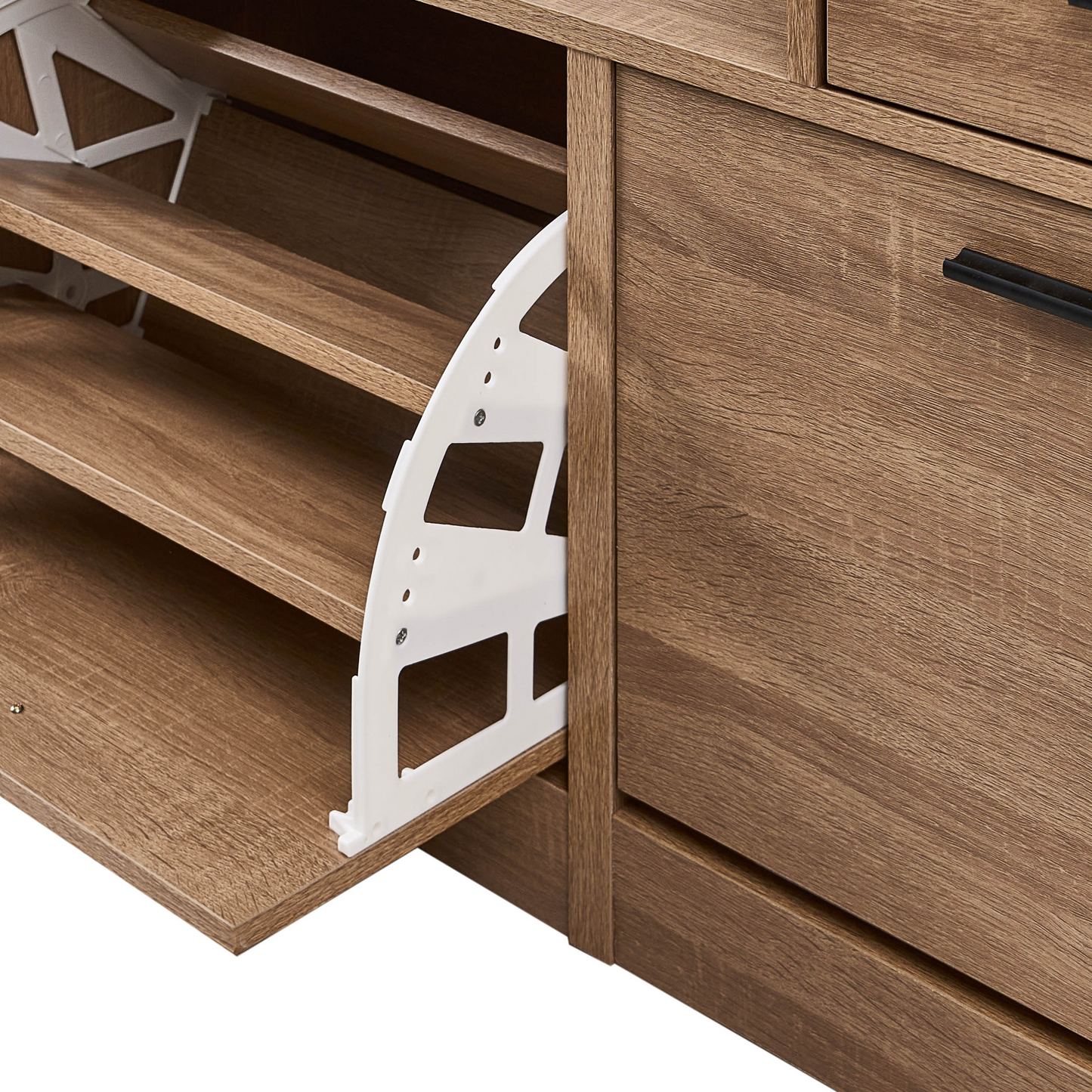 Shoe Storage Cabinet With Seat 2 Compartments Light Brown