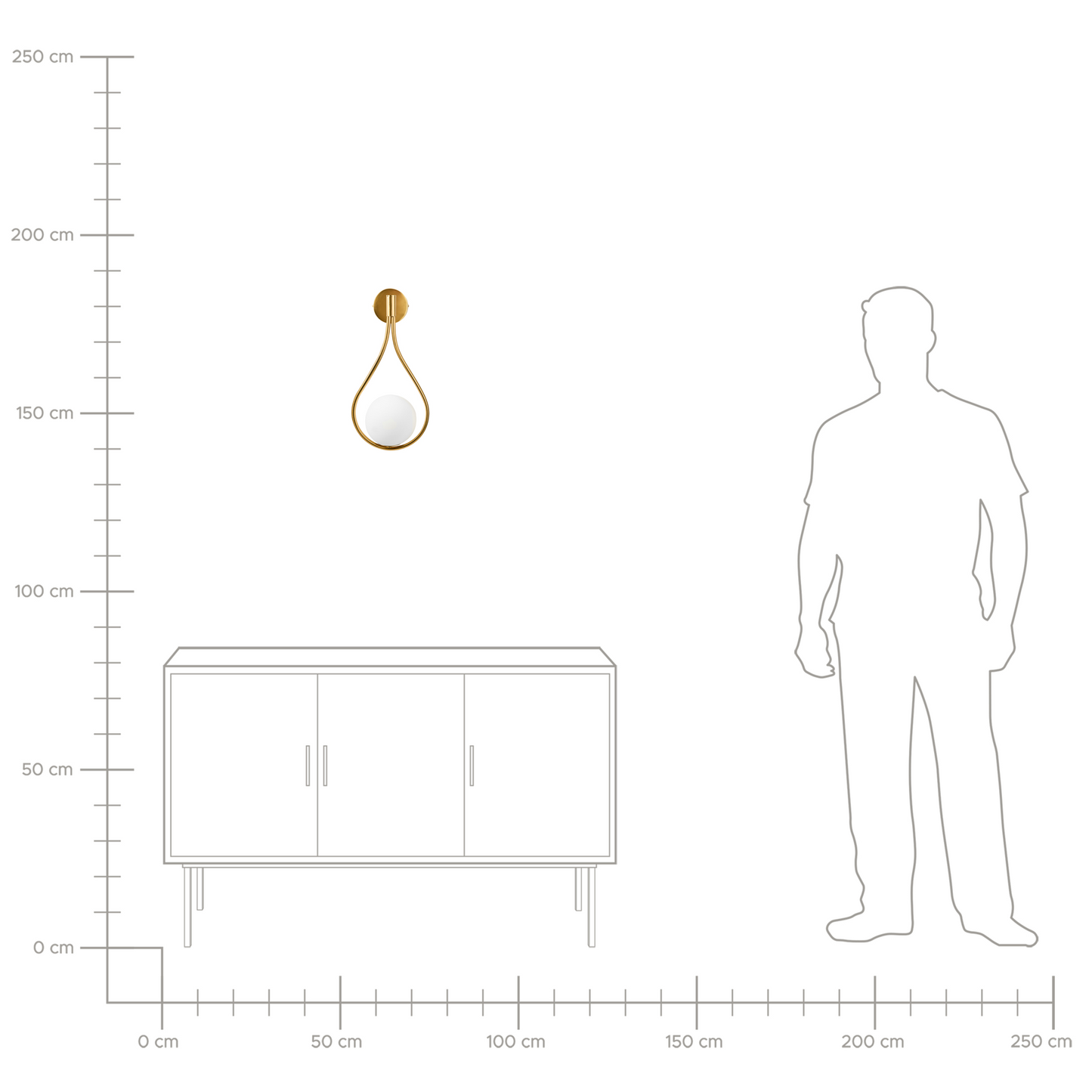 Wall Lamp Gold Metal Base Glass Shade Elegant Tear Form Modern Glam Lighting