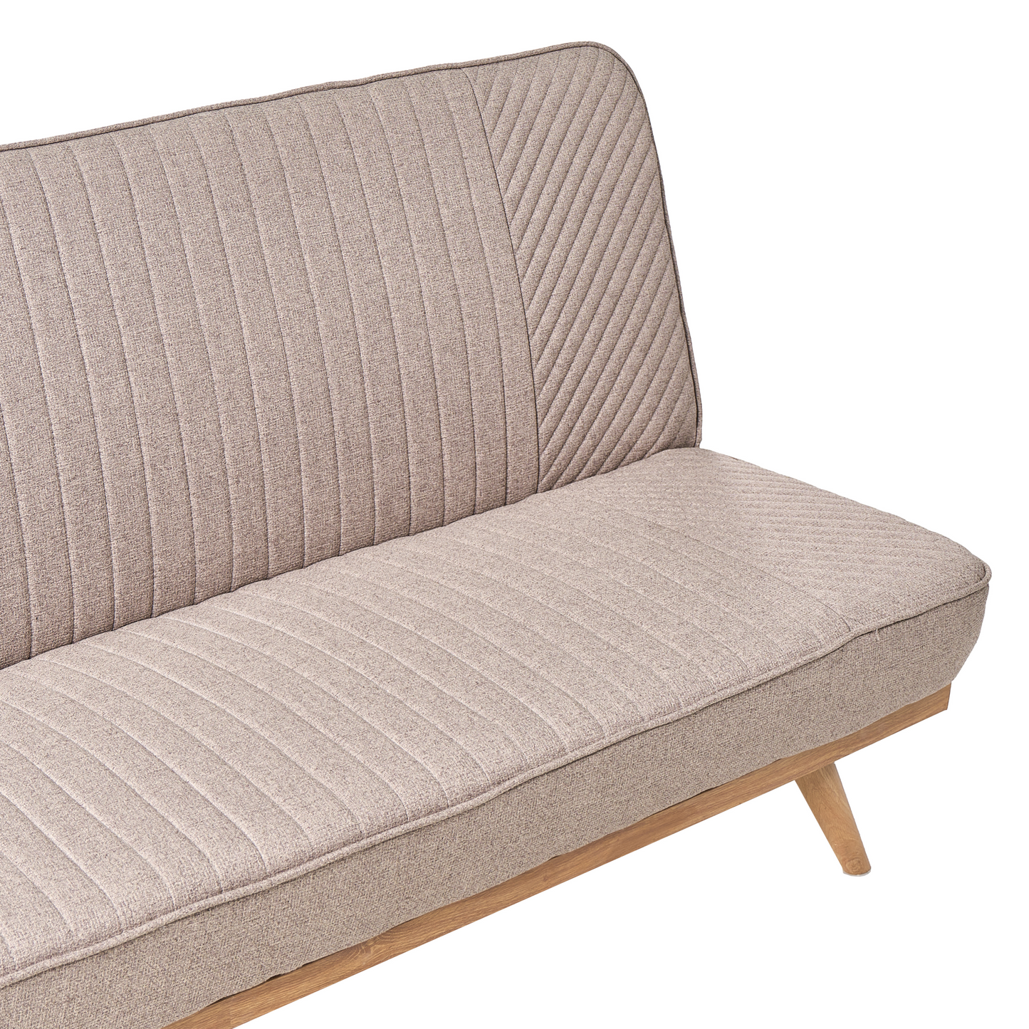 Sofa Bed Light Brown Fabric Upholstery 2 Seater Tufted Backrest Metal Legs Wood Finish Armless