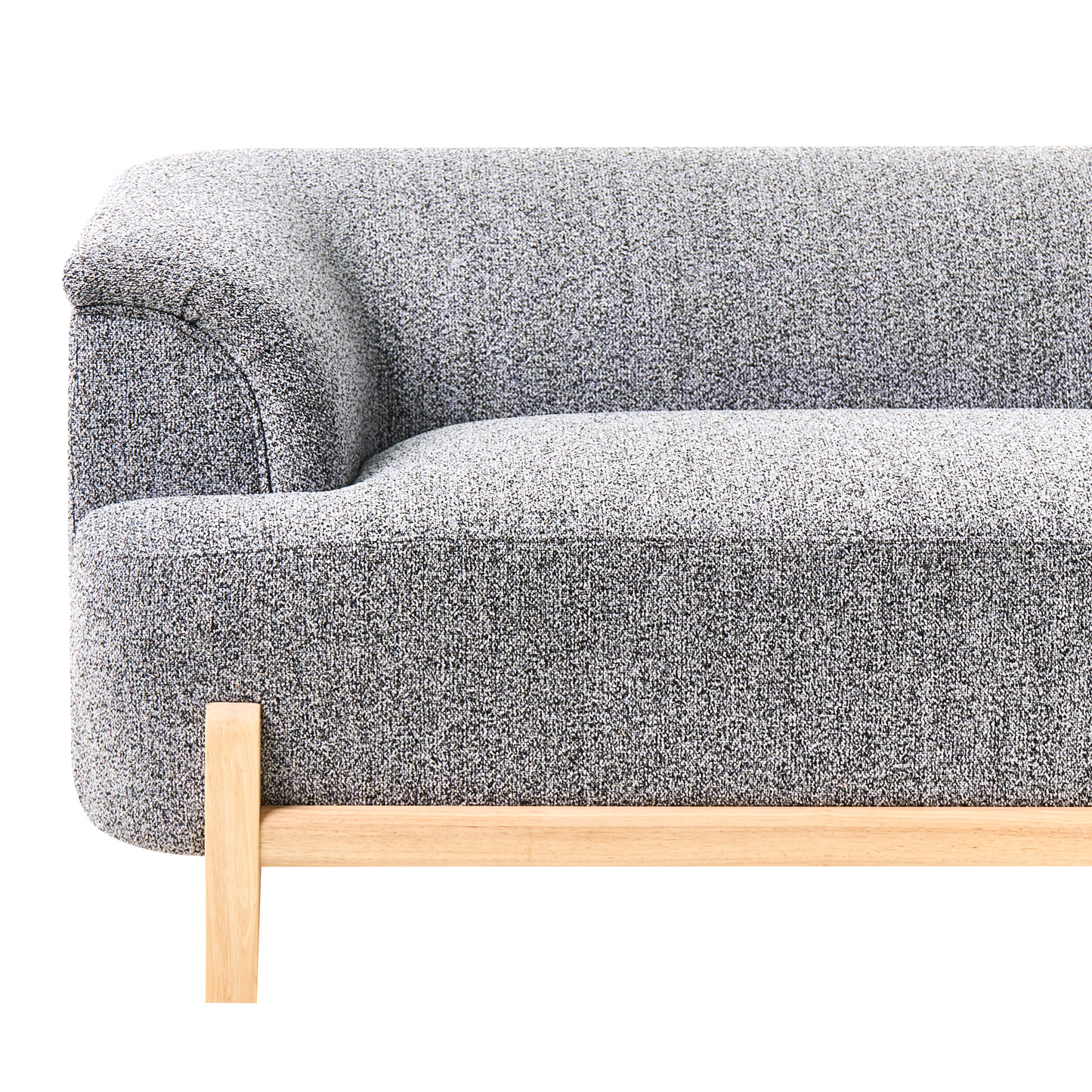 5 Seater Living Room Set Dark Grey Polyester Upholstery With Wooden Legs 2 Seater 3 Seater Modern Style