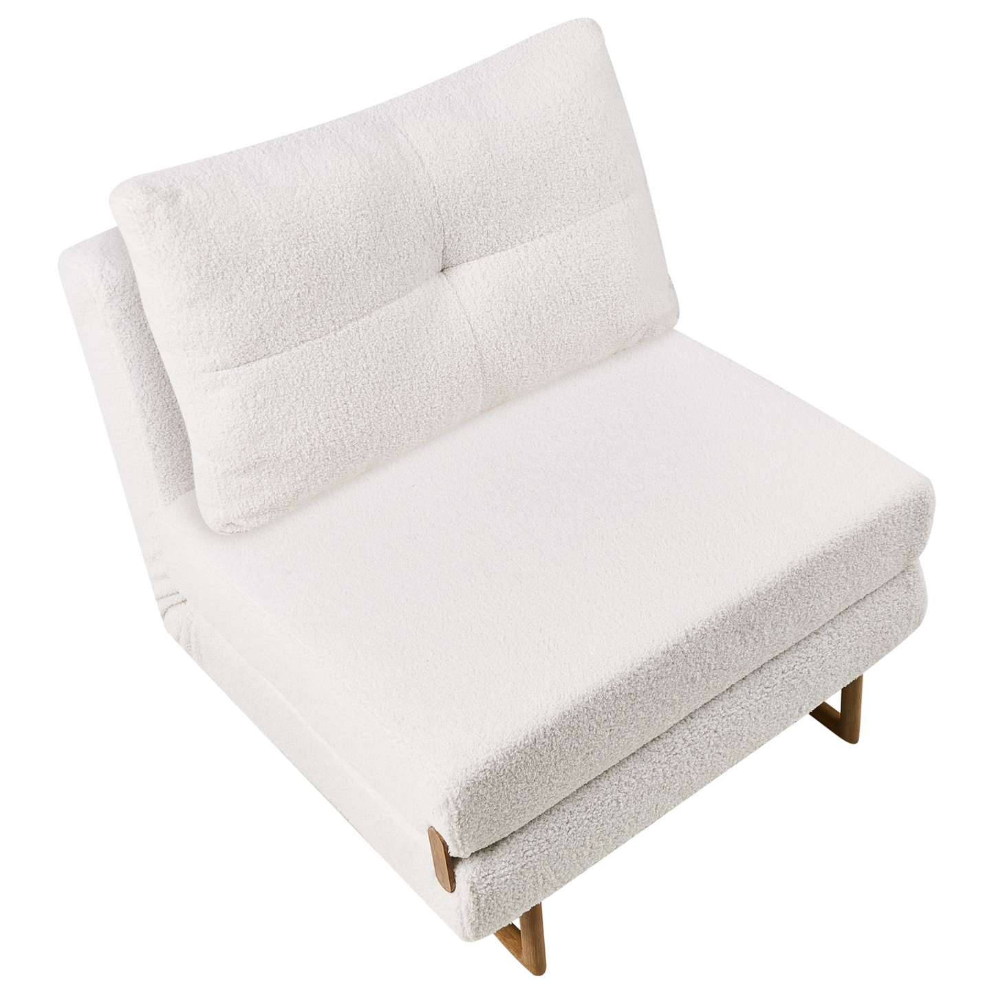 Off White Boucle Single Sofa Bed With Five Position Recline