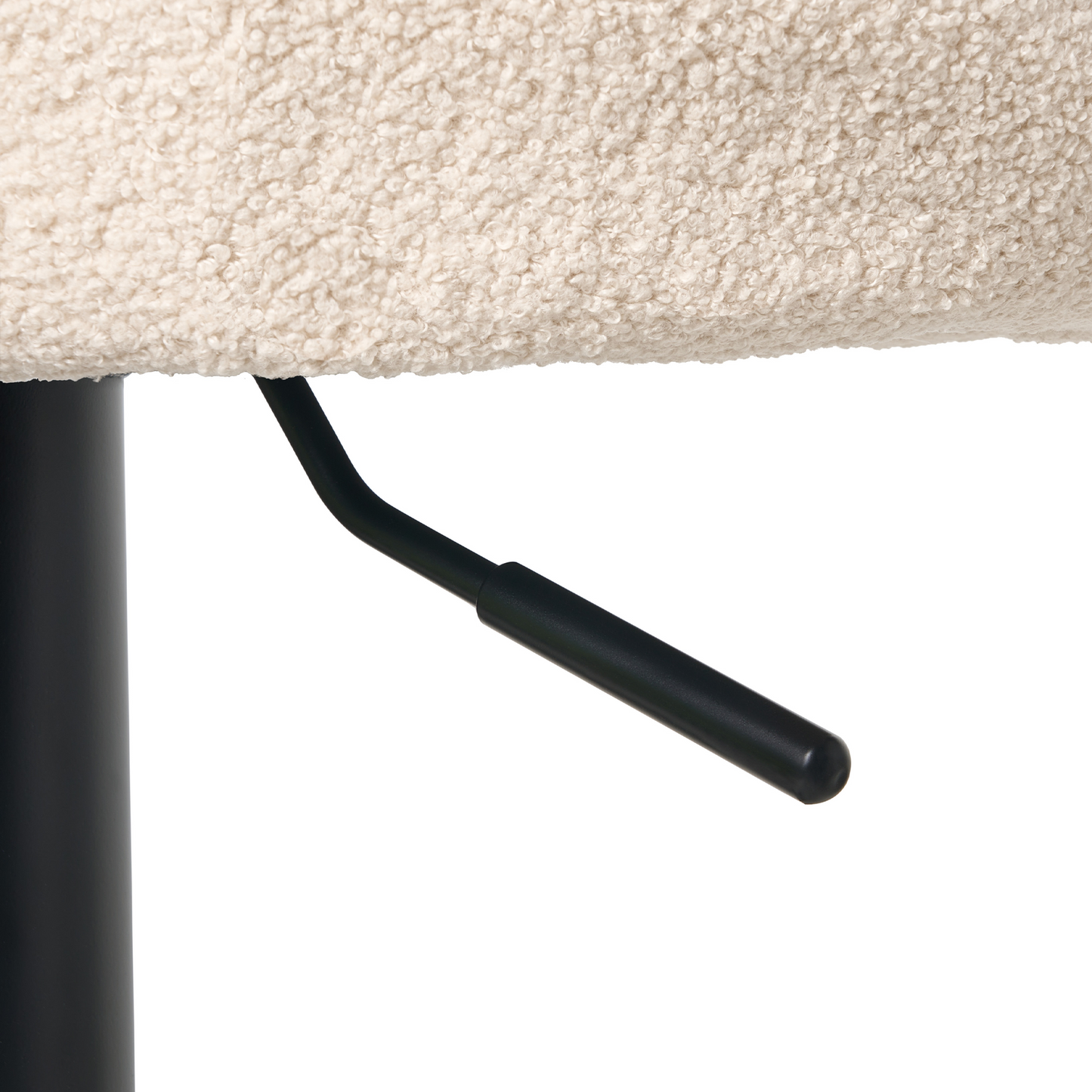 Boucle Bar Stools Set of 2 Light Beige Black Legs Adjustable