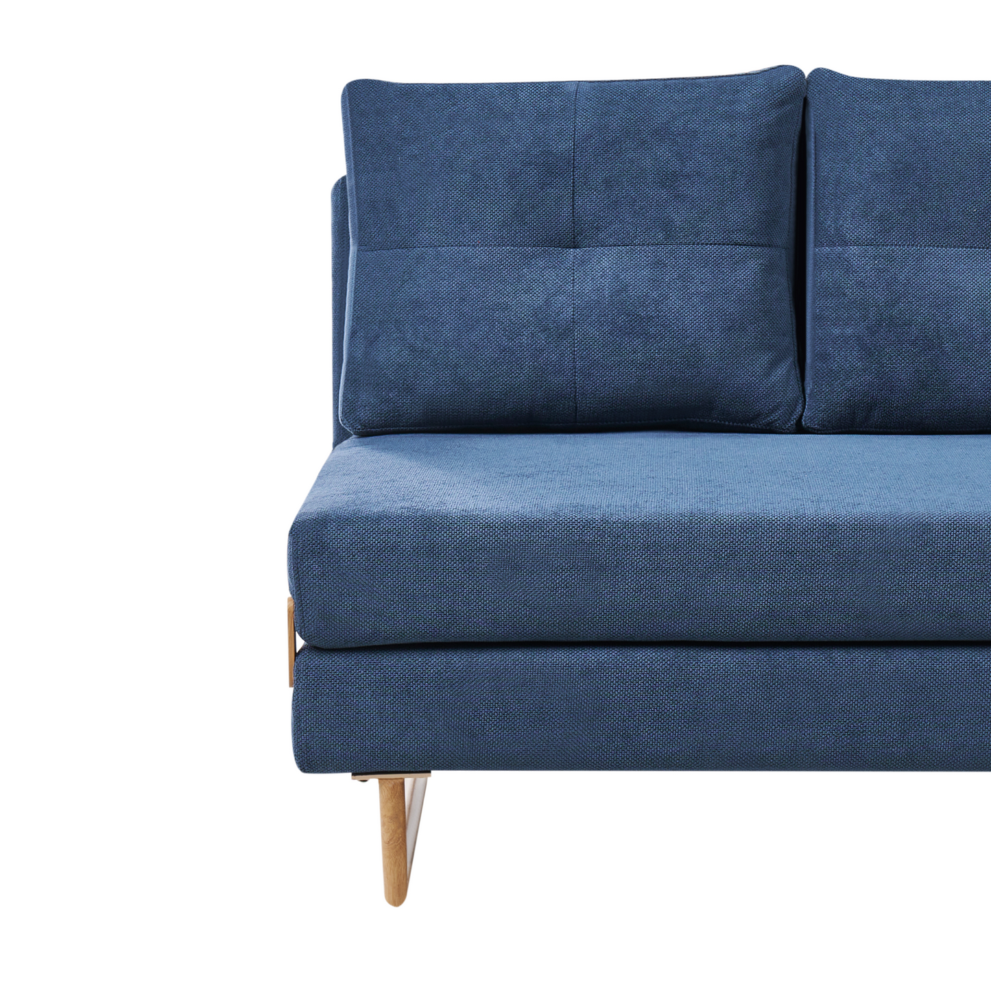2 Seater Sofa Bed Blue Fabric Fold Out Sleeping Function