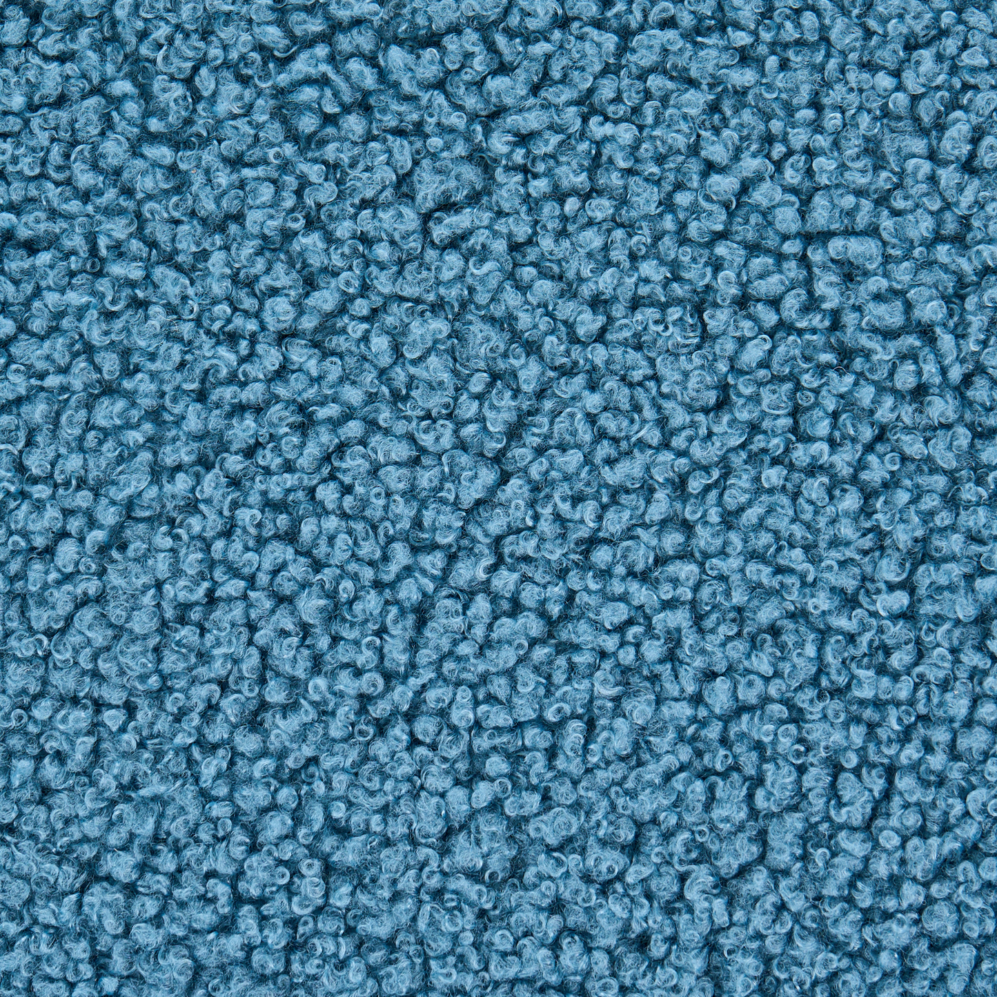 Footstool Blue Boucle Round Pouffe Upholstery