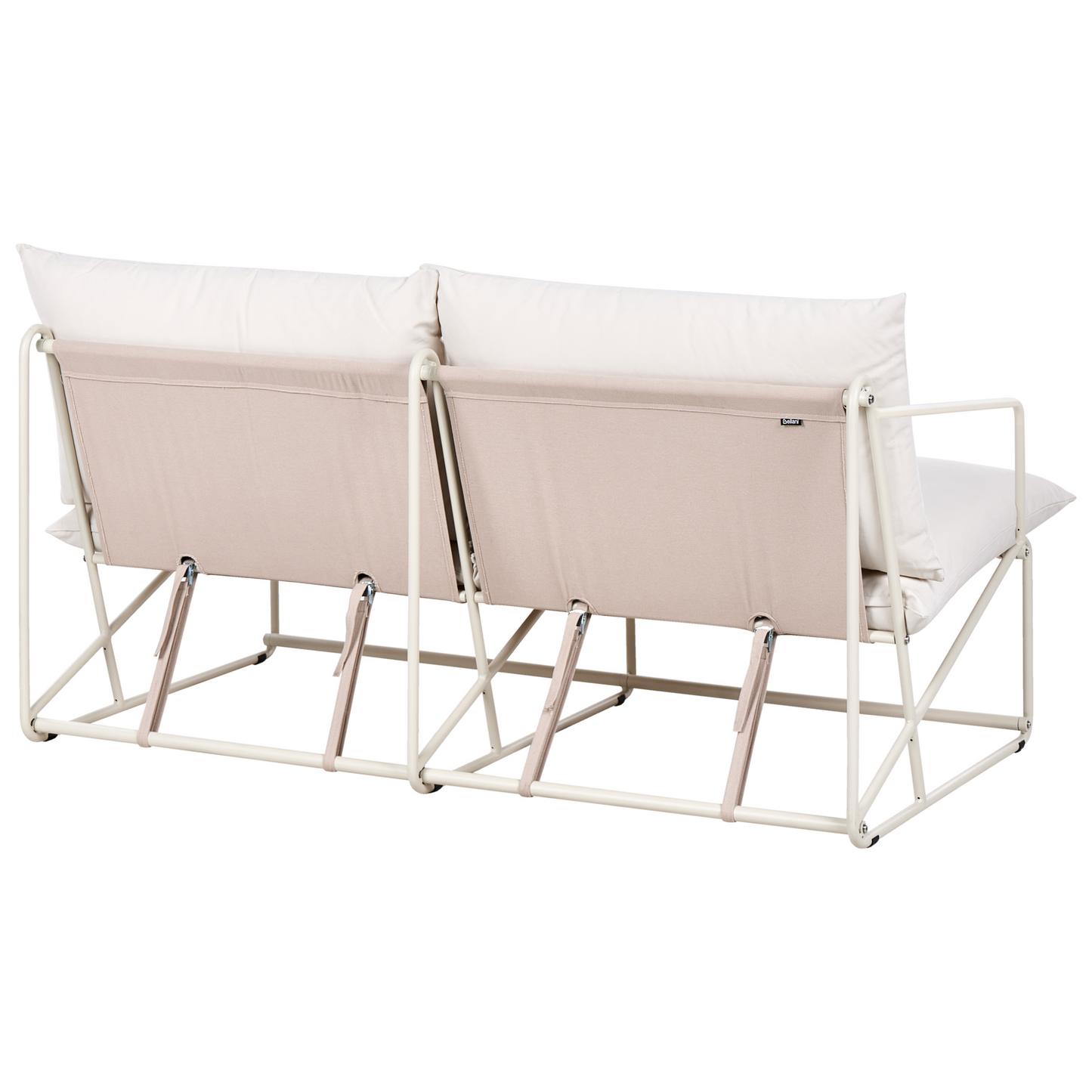 Living Oversized Two Seater Sofa Light Beige With Metal Backrest