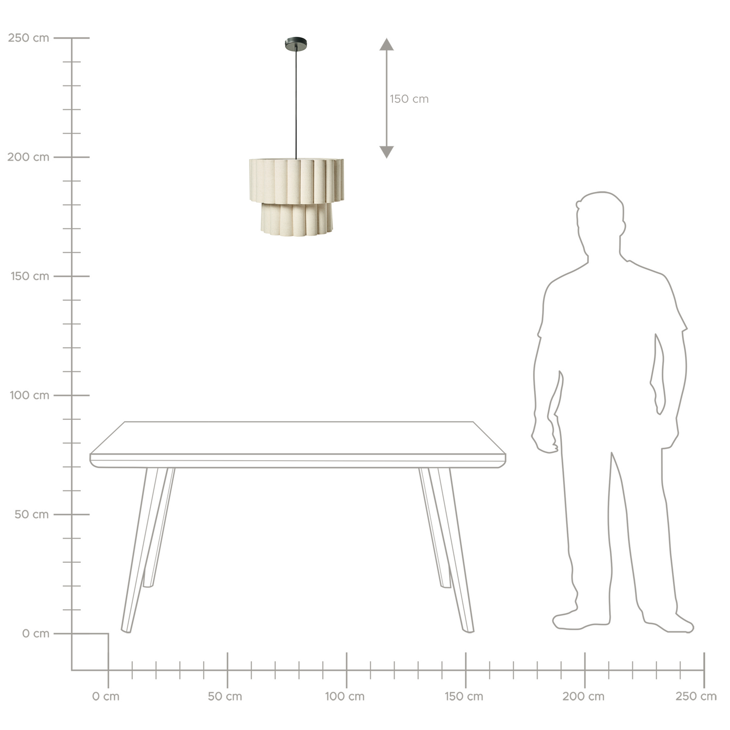 Pendant Lamp Beige Double-Layer Shade Matte Black Base