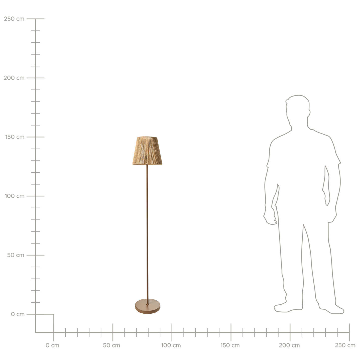 Floor Lamp Brown Paper Rope Shade Matte Metal Base