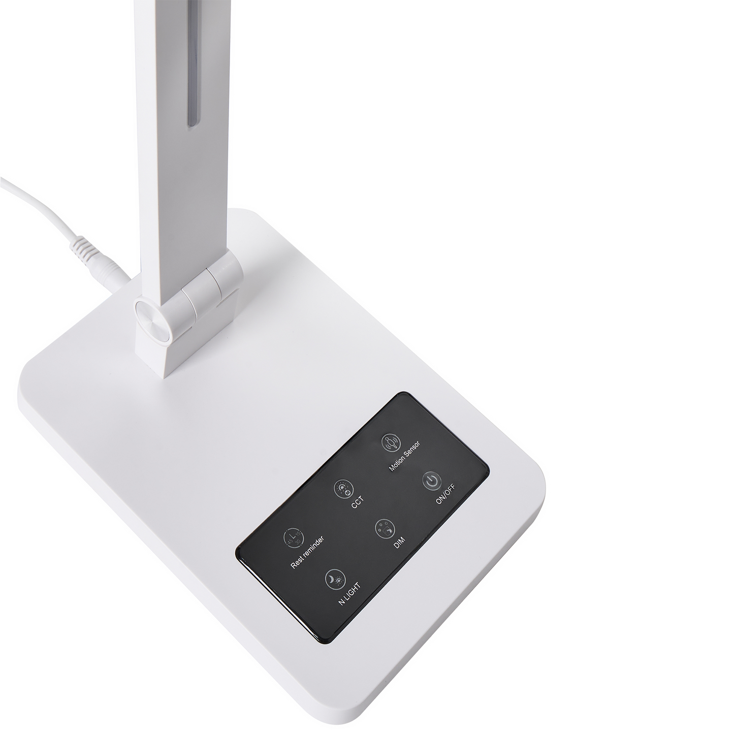 LED Desk Lamp White Adjustable Arm Rotating Shade Dimmer