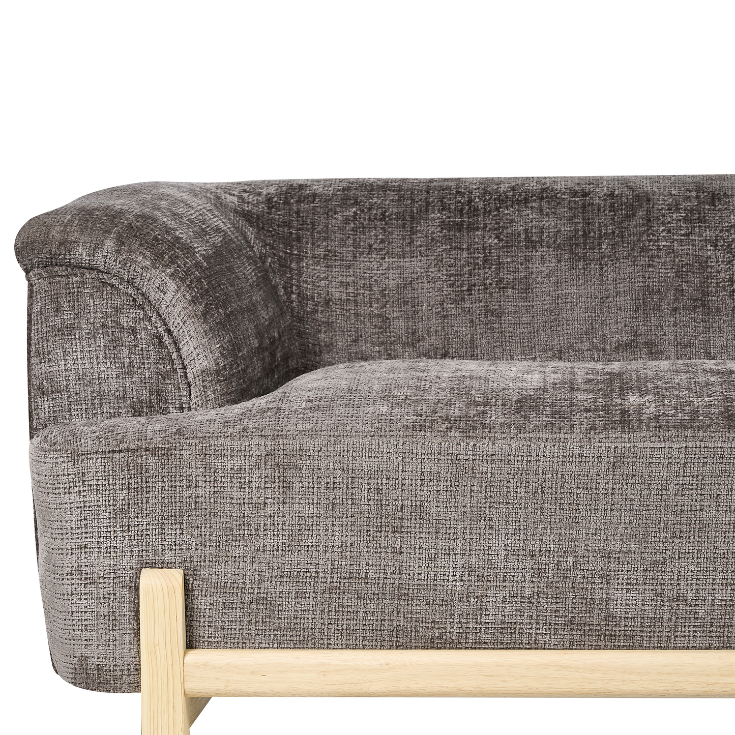 5 Seater Living Room Set Brown Chenille With Wooden Legs