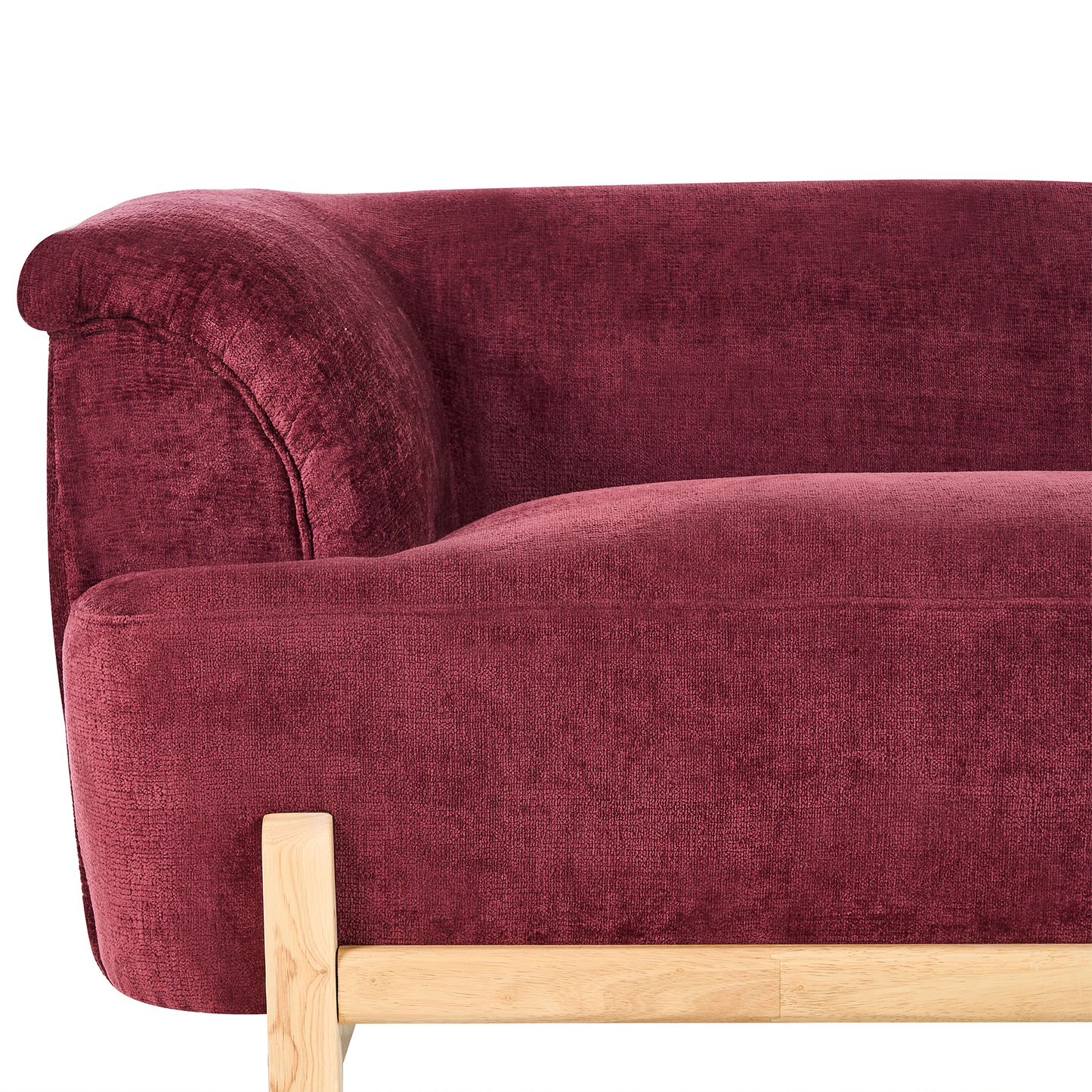 Burgundy Chenille 5 Seater Sofa Set With Wooden Legs Modern Living