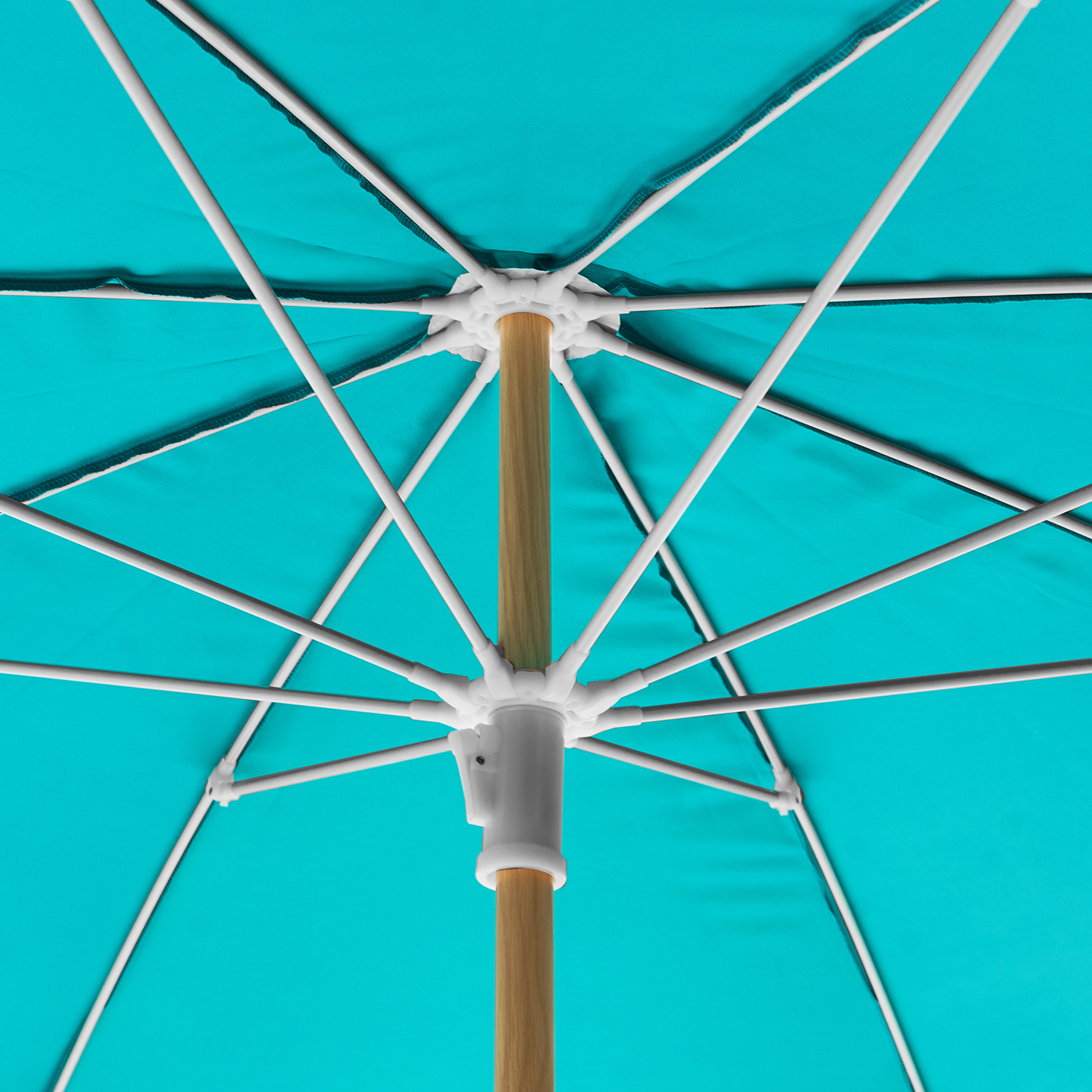 Garden Market Parasol Turquoise Polyester Fabric With Steel Pole 2.32 m UV Resistant Outdoor Shade