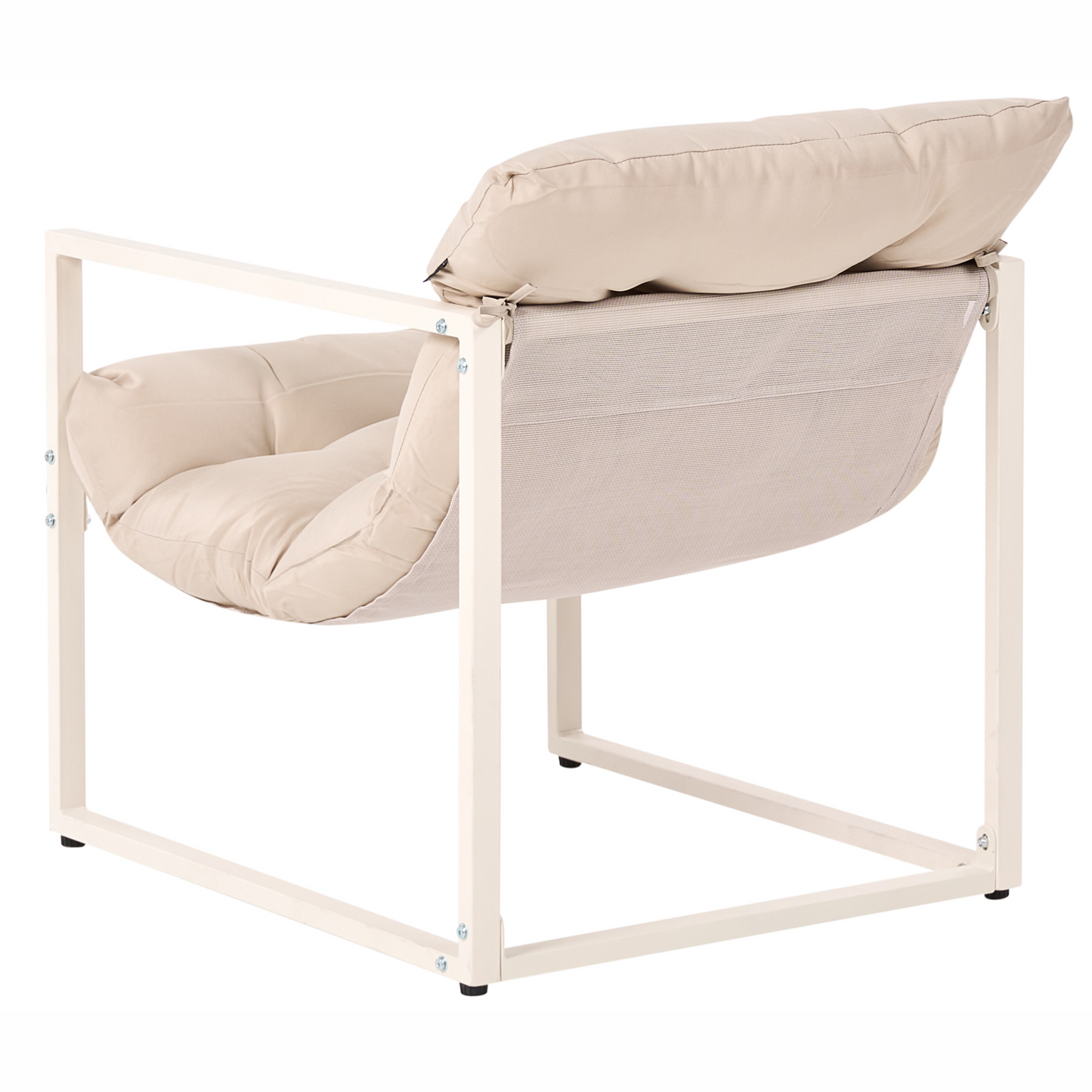 Garden Sofa Set Beige Galvanized Steel 4 Seater Armchairs