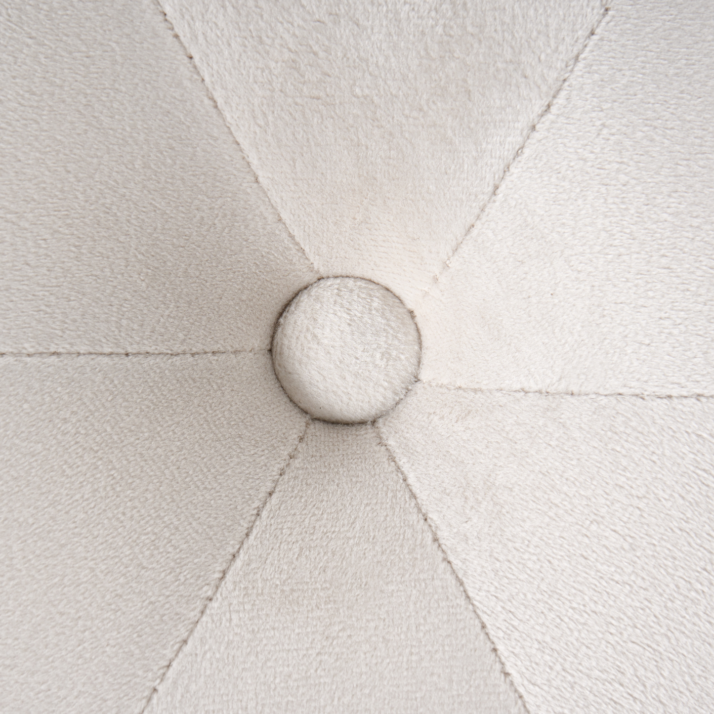 Round Tufted Off White Velvet Ottoman Pouffe Glam Modern
