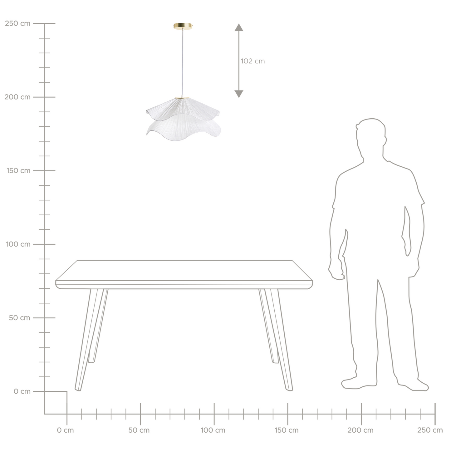 Pendant Lamp White Double Pleated Shade Iron Base