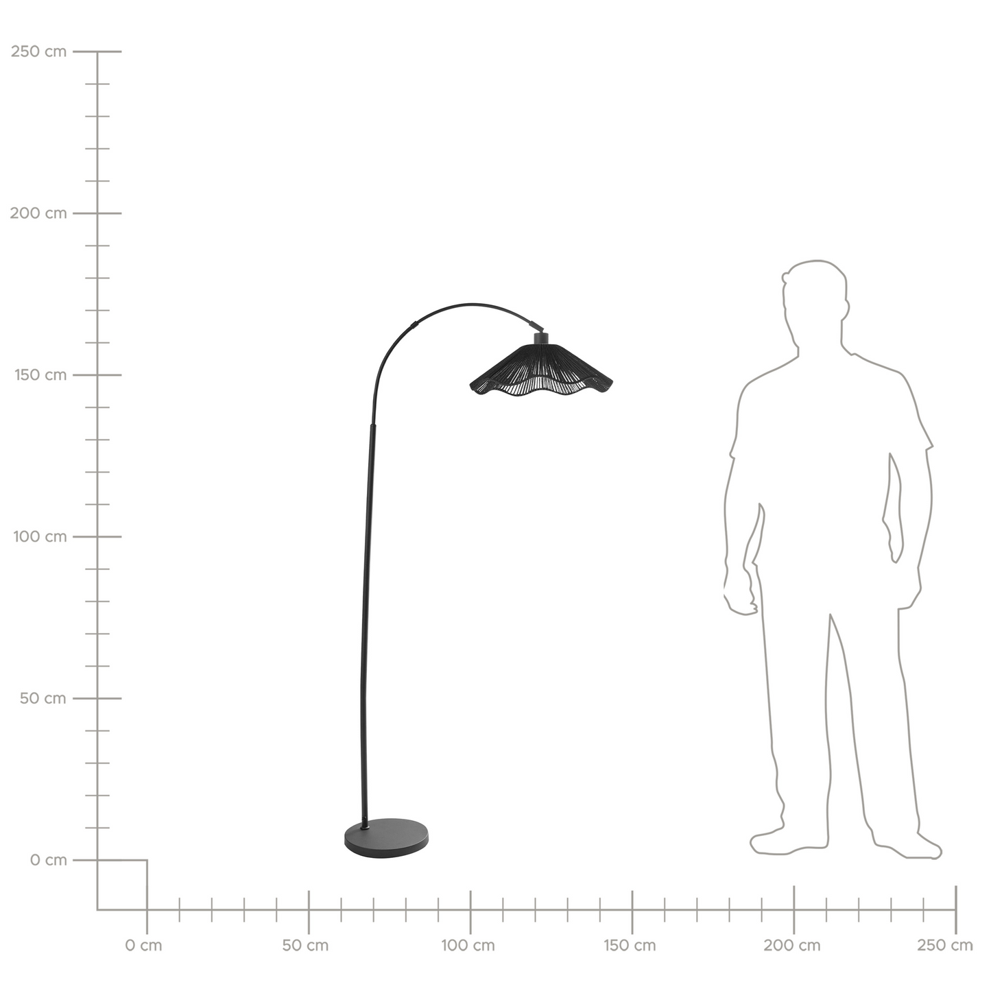 Floor Lamp Handmade Paper Shade Black Metal Base