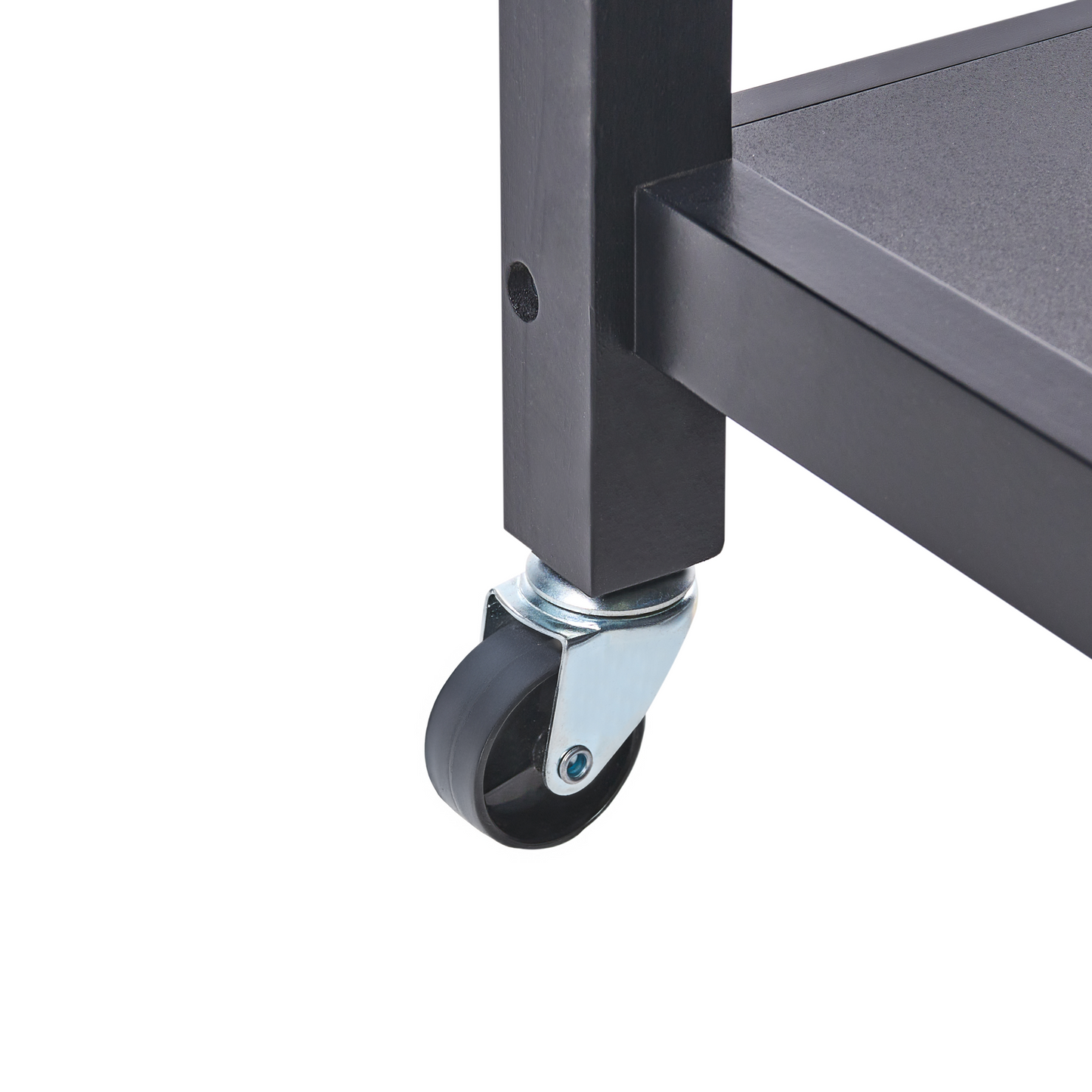 NordicHome Scandinavian Kitchen Trolley Black MDF Pine Wood Castors