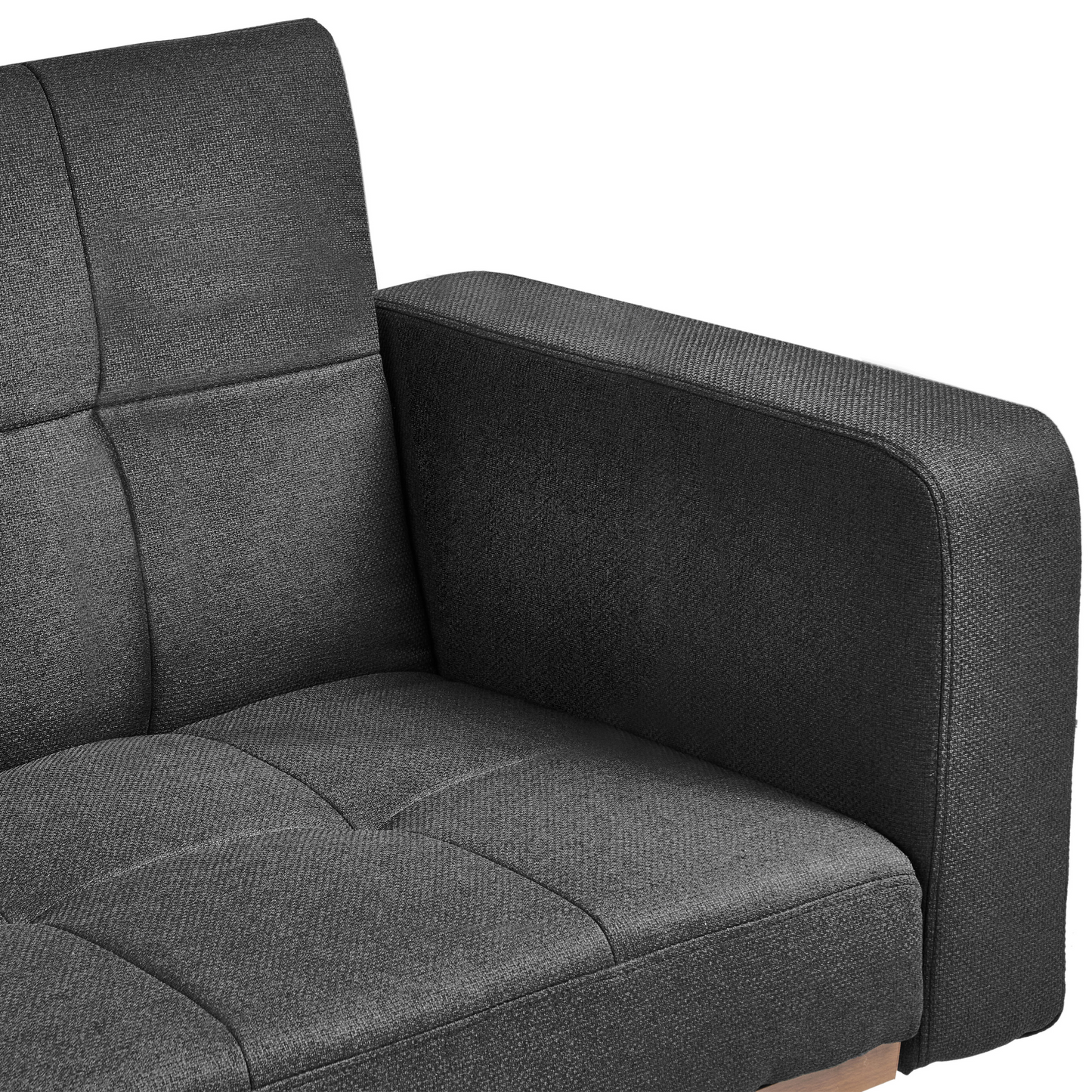 Elegance Home Sofa Bed Black Polyester Tufted 3 Seater Iron Legs
