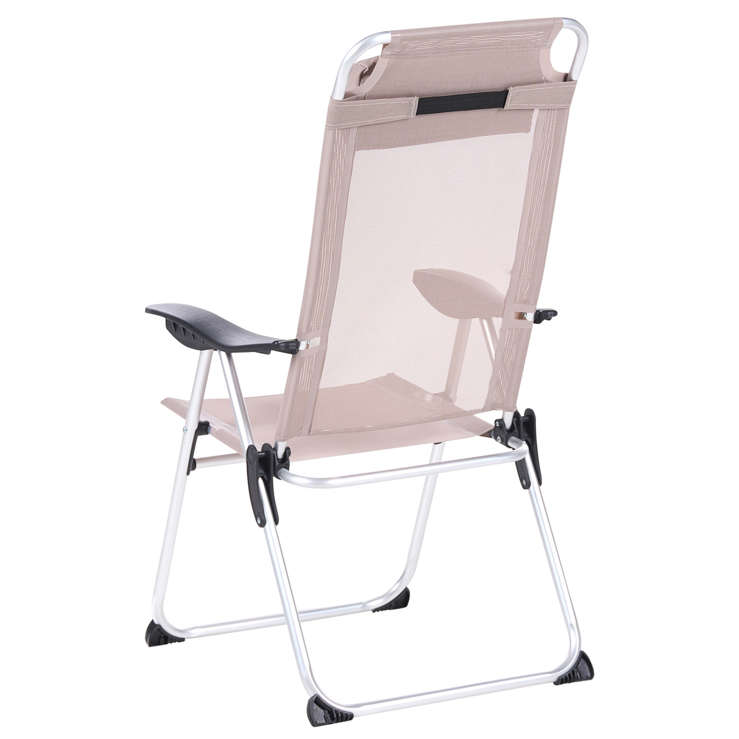 Beige Folding Garden Chairs Set of 2 With Adjustable Backrest