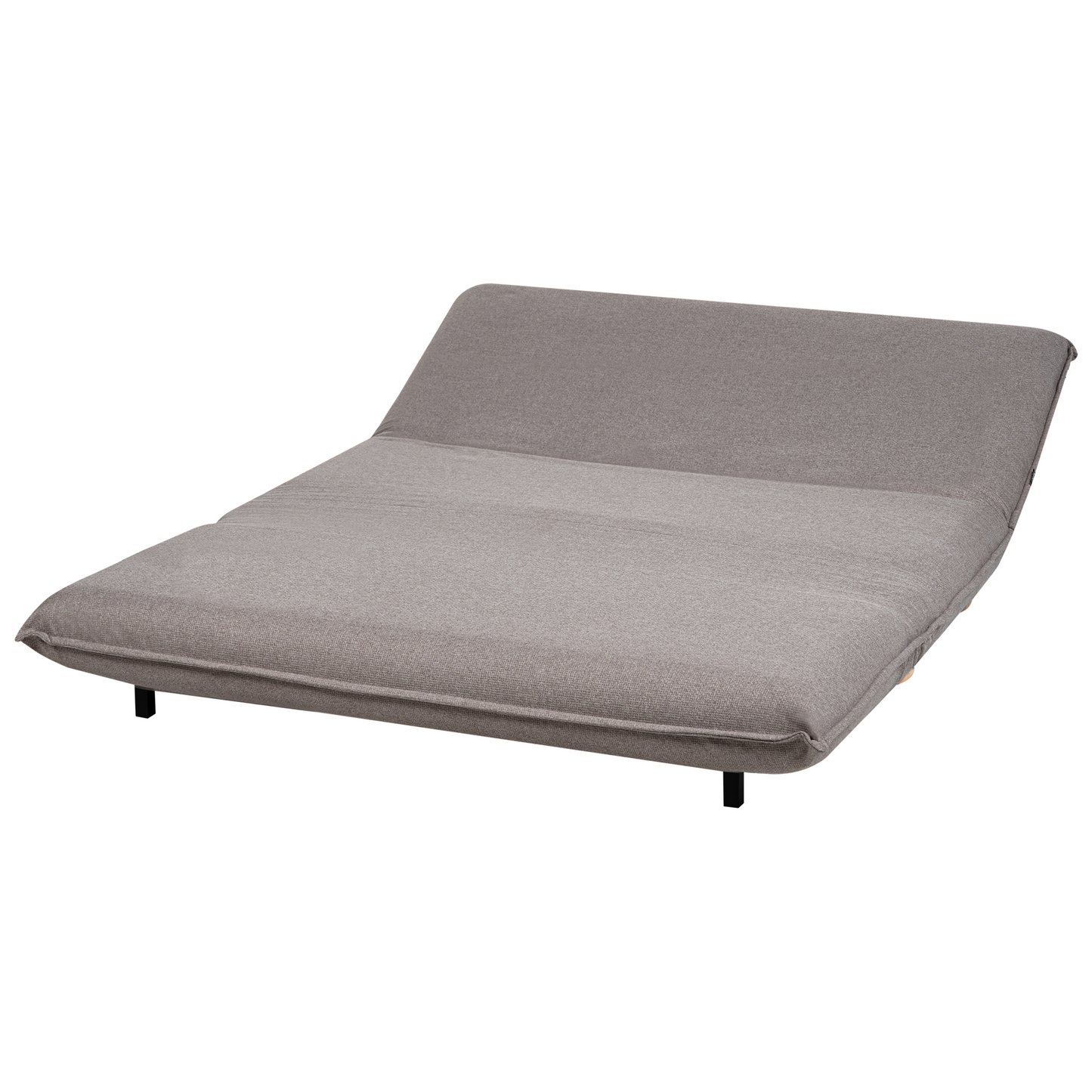 Sofa Bed Dark Grey Faux Linen 2 Seater Armless Wooden Legs