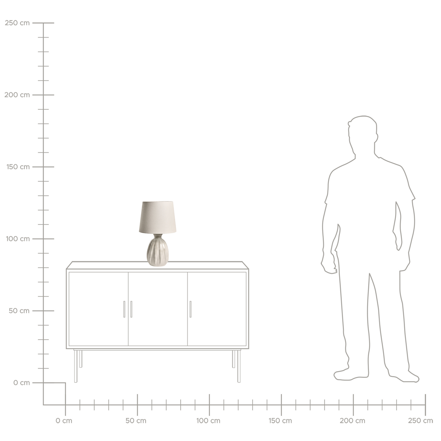 Scandinavian Beige Ceramic Table Lamp With Linen Drum Shade