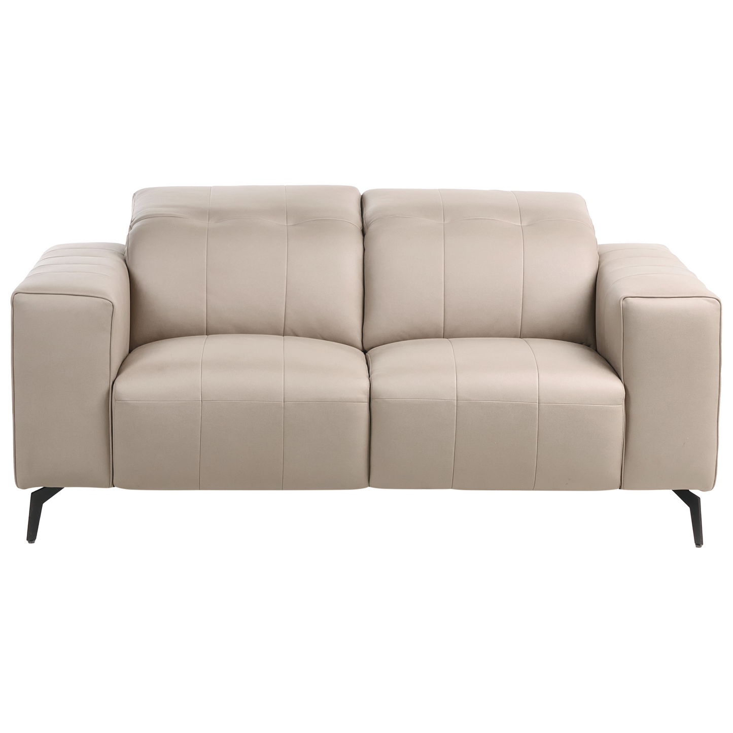 Taupe Faux Leather Living Room Set With Adjustable Headrests