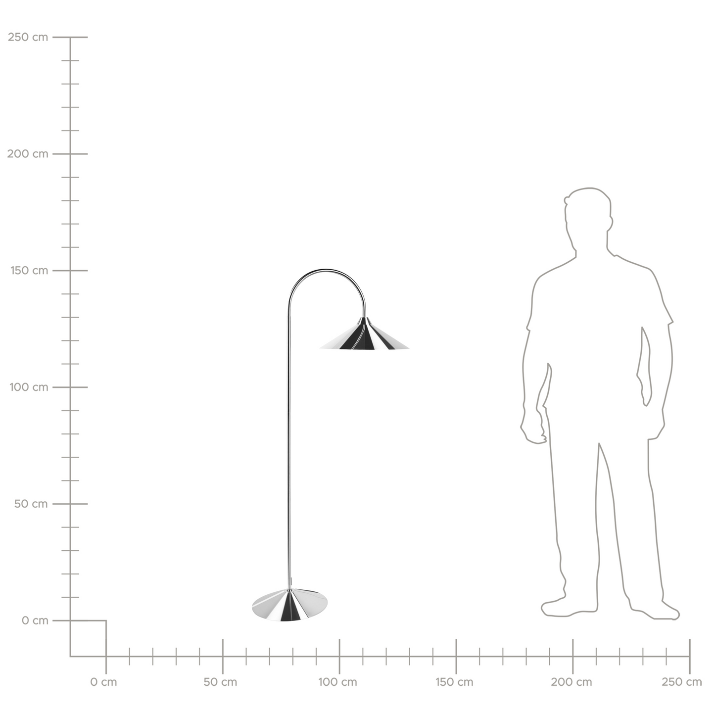 Floor Lamp Silver Metal Shade And Base Arched Modern Design For Living Room And Bedroom