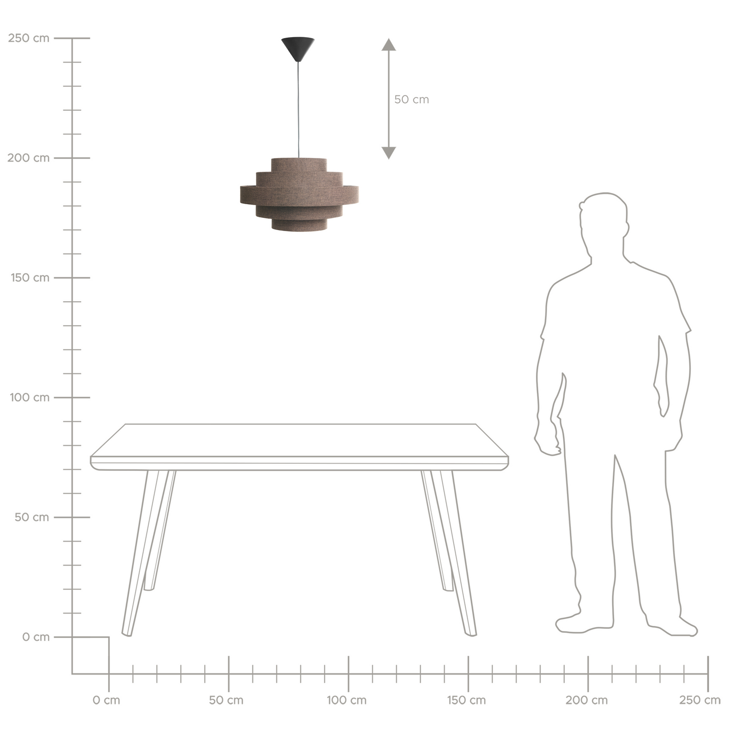 Pendant Lamp Brown Linen Shade Modern Design For Living Room