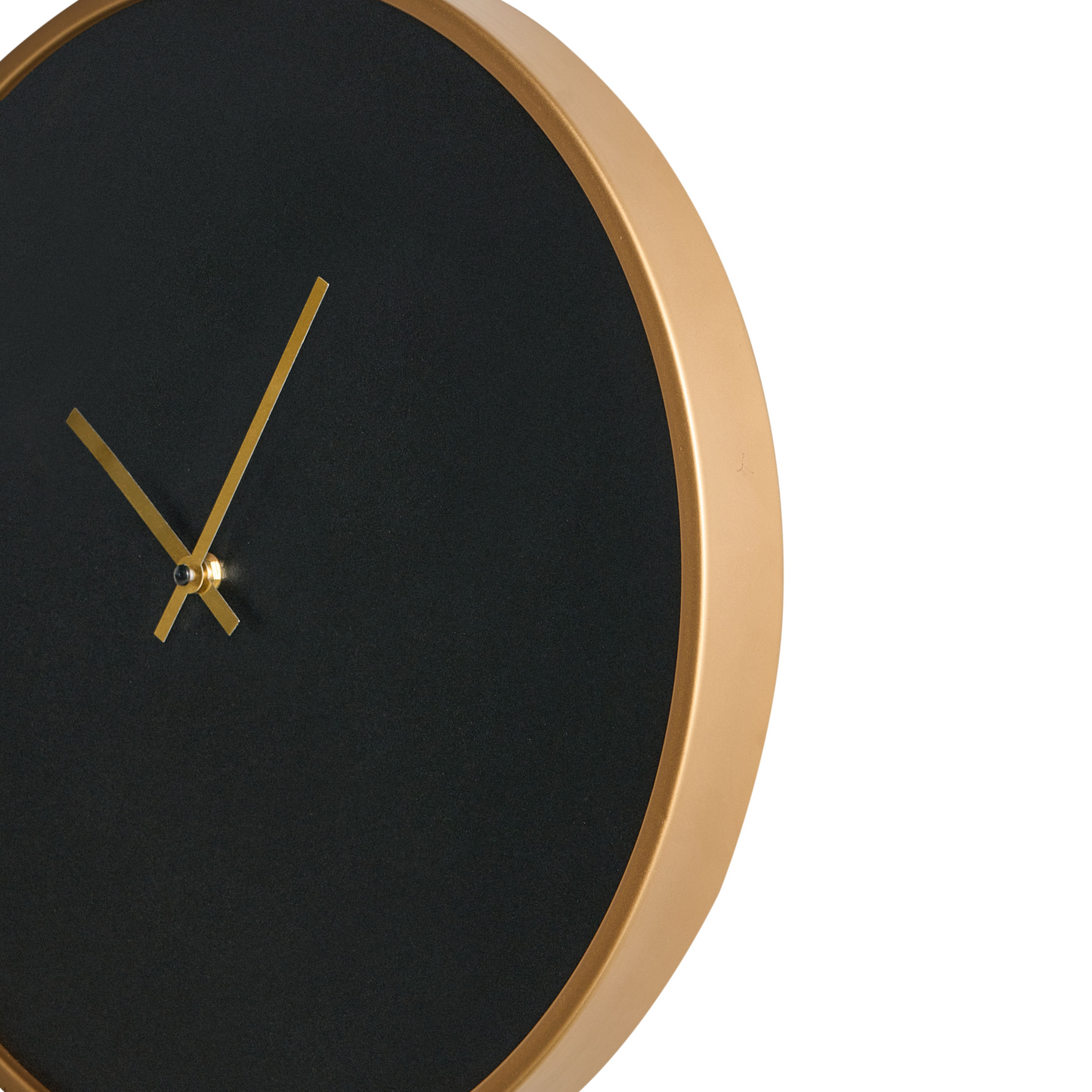 Aurora Wall Clock Black MDF Industrial Minimalist Gold Frame Hands