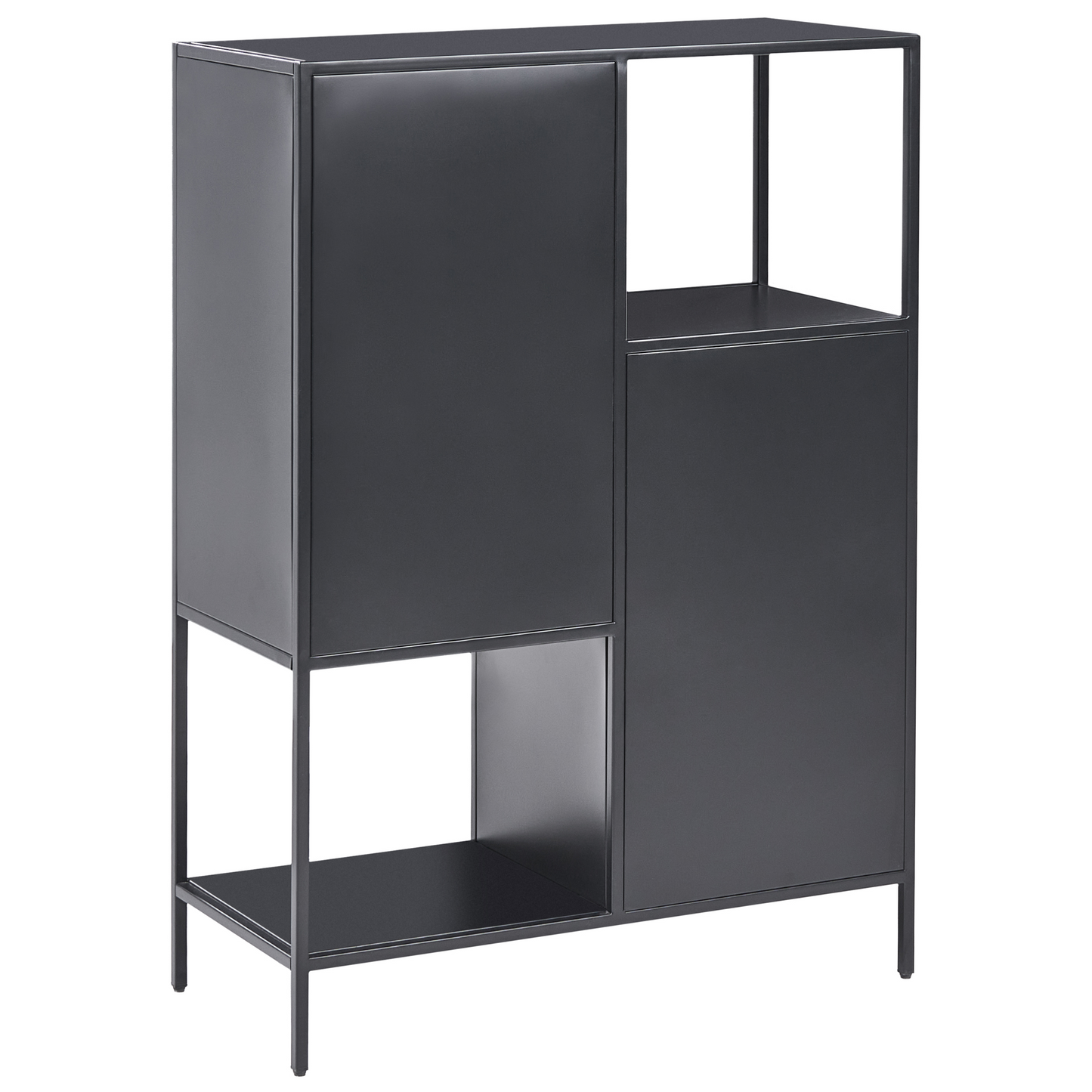 Black Powder Coated Steel Storage Cabinet 6 Shelf Office Unit