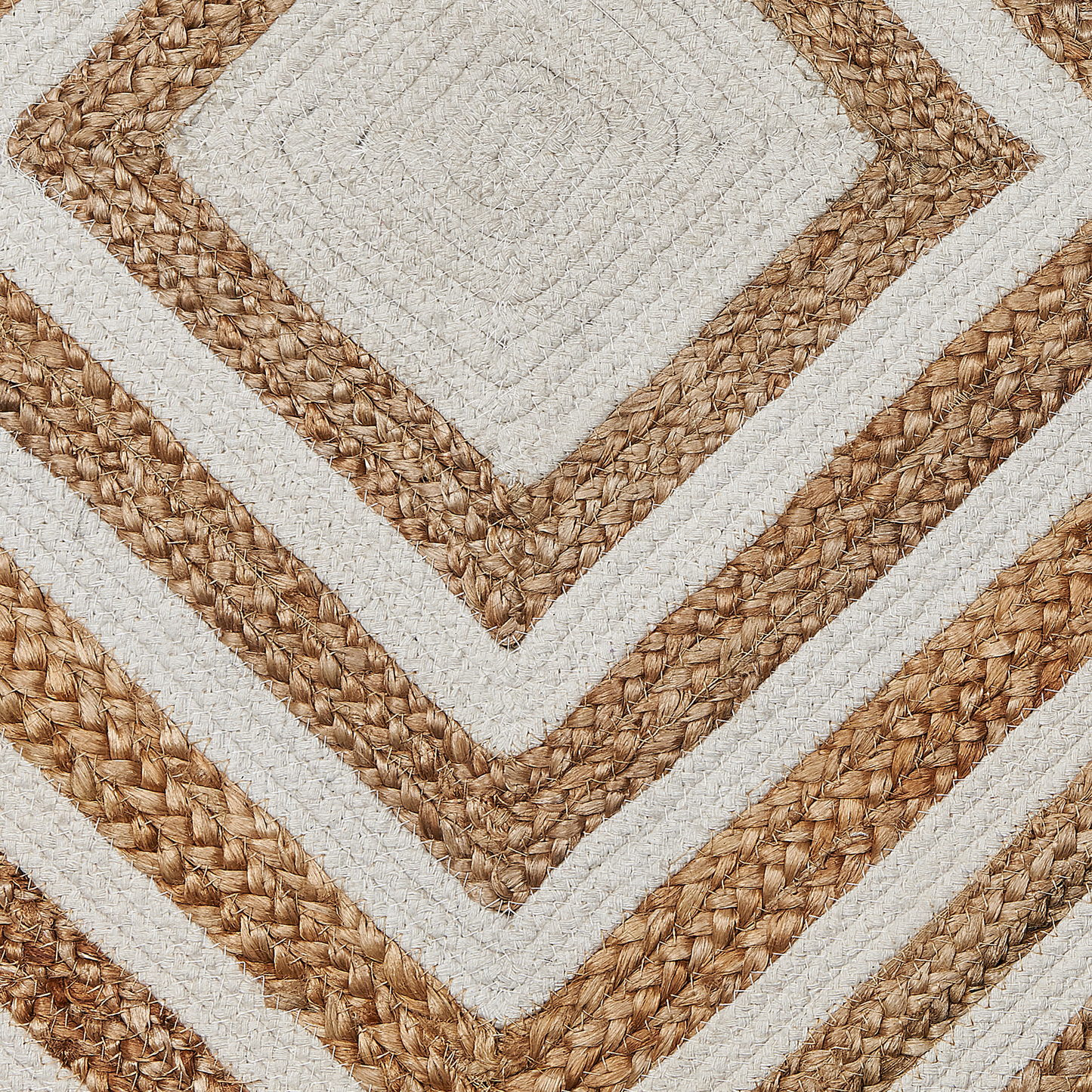 Geometric Beige Cotton Jute Area Rug 140 x 200cm