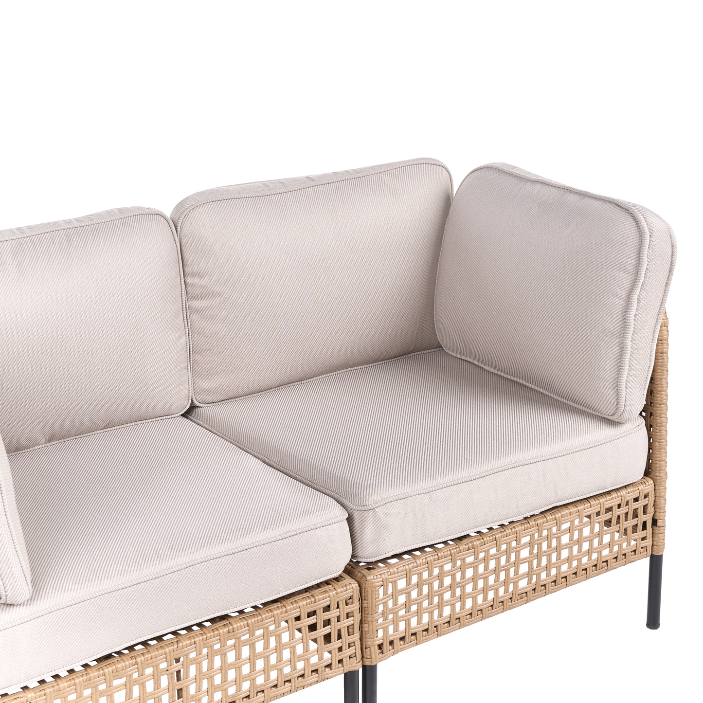 Outdoor 2 Seater Sofa Set with Glass Table Light Beige