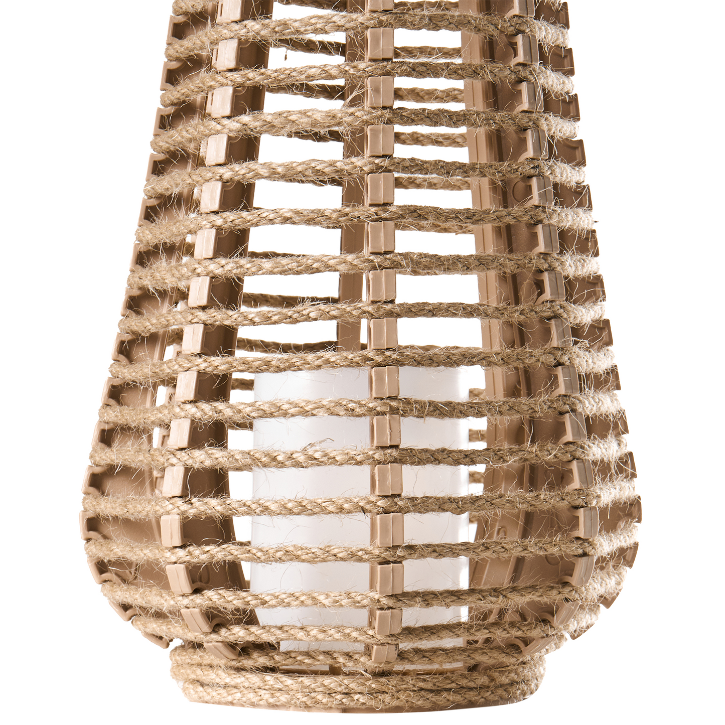Hemp LED Lanterns Set Of 2 Solar-Powered Boho Outdoor