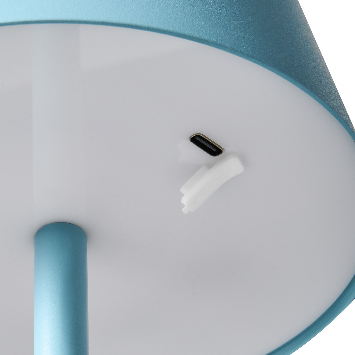 Wireless Table Lamp Blue Metal Indoor Outdoor USB C Port Rechargeable With Touch 3 Color Temperatures