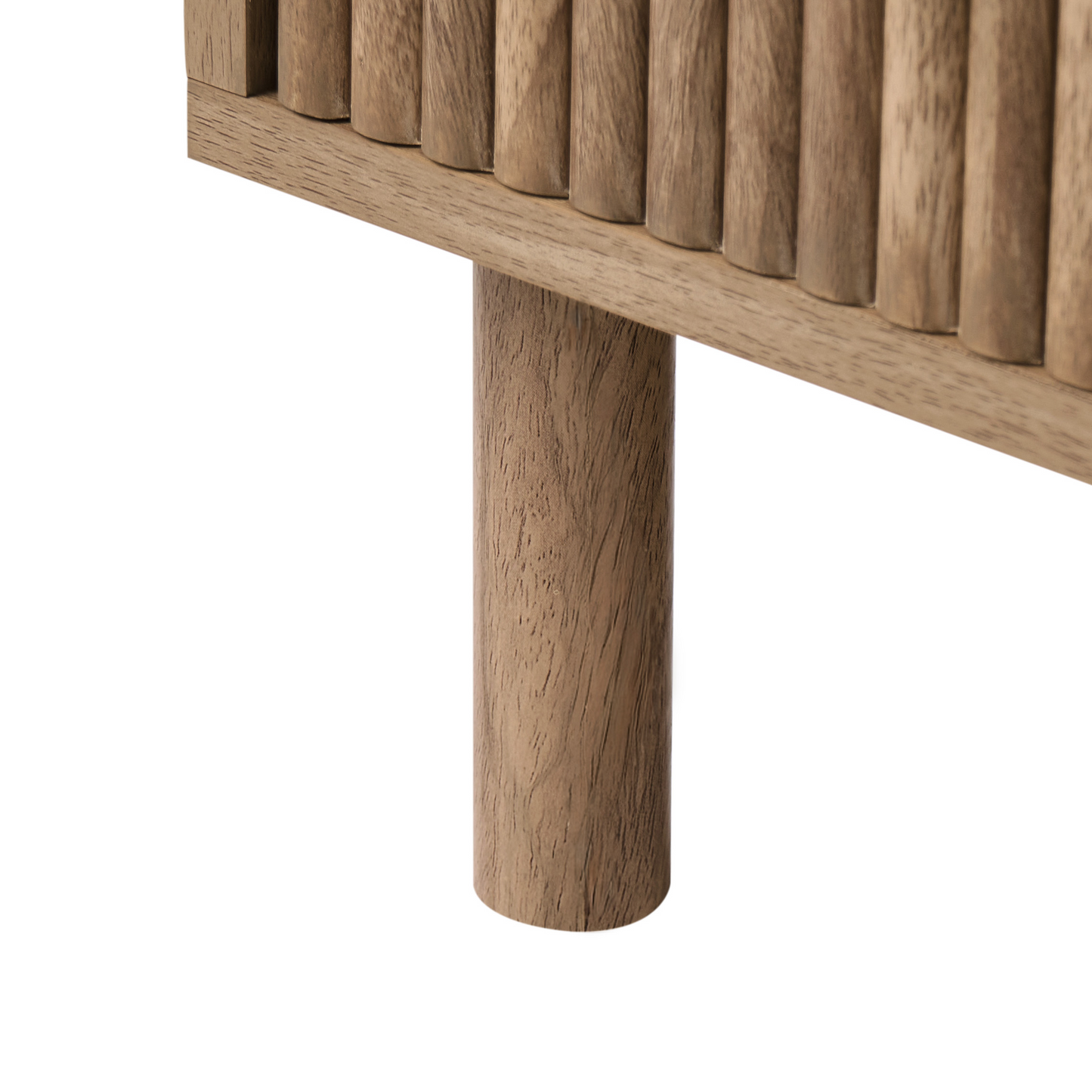 NordicNest Highboard Cabinet Light Brown MDF Pine Wood Legs Two Drawers Modern Design