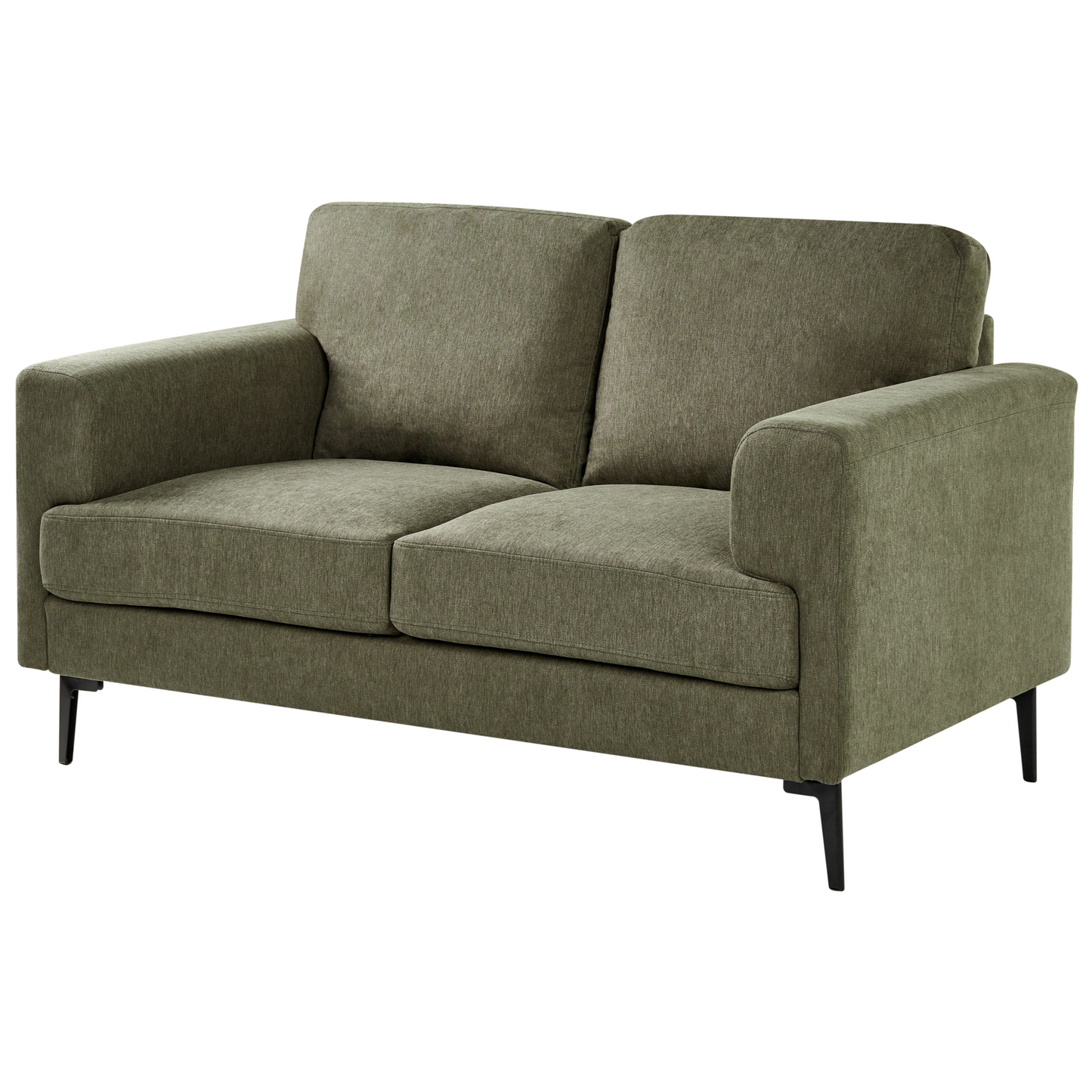 Green Fabric Living Room Set With Iron Legs Minimalist Mid Century Modern 3 Seater 2 Seater And 2 Armchairs
