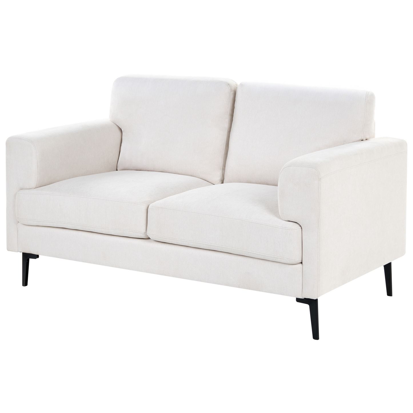 Modern Beige Fabric Living Room Set With Iron Legs 3 Seater
