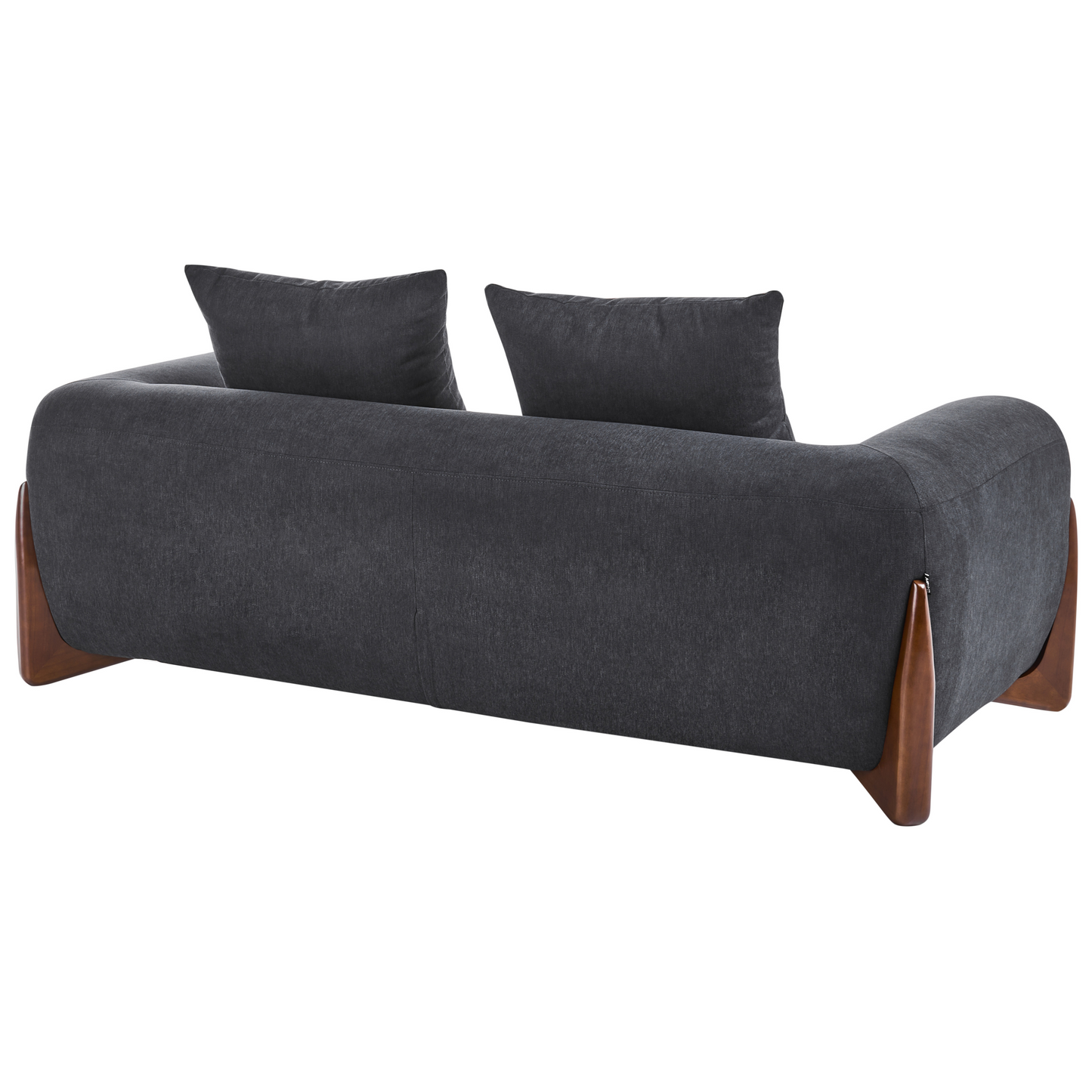 Living 6 Seater Sofa Set Black Fabric Upholstery With Armrests And Solid Wood Legs