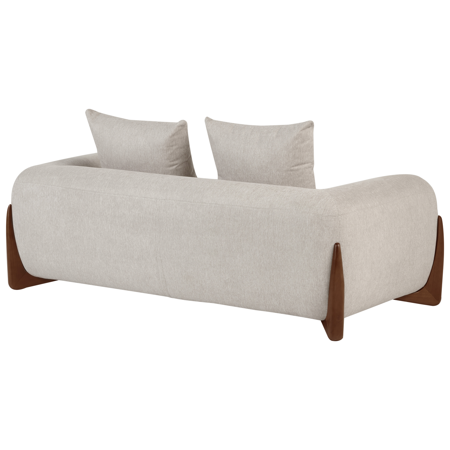 6 Seater Taupe Fabric Sofa Set With Wooden Legs